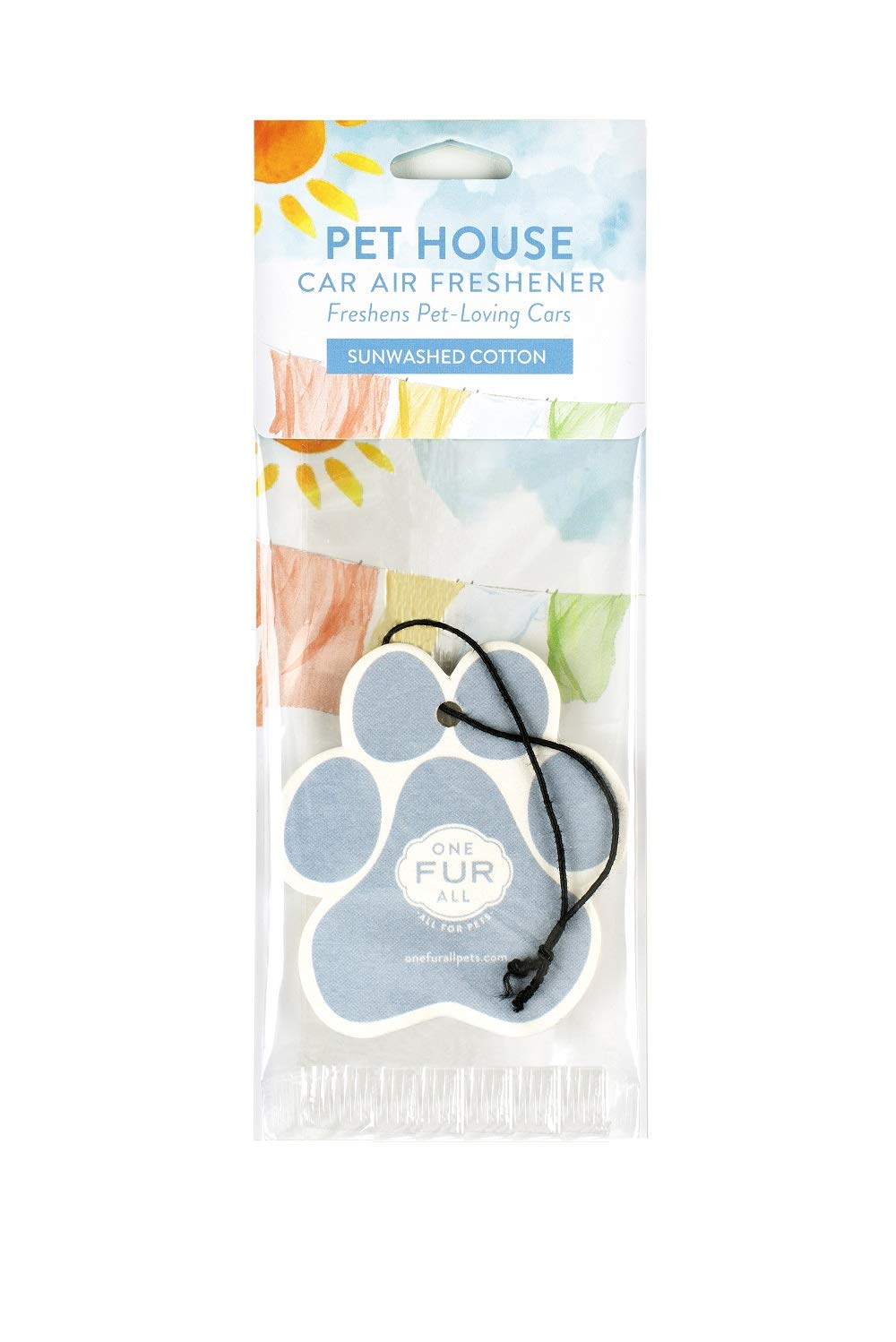 One Fur All Pet House Car Air Freshener - Pack of 4 | Sunwashed Cotton, Non-Toxic & Dye-Free | Eliminates Pet Odors in Cars & Small Spaces | Perfect for Road Trips, Daily Commutes & Pet Owners