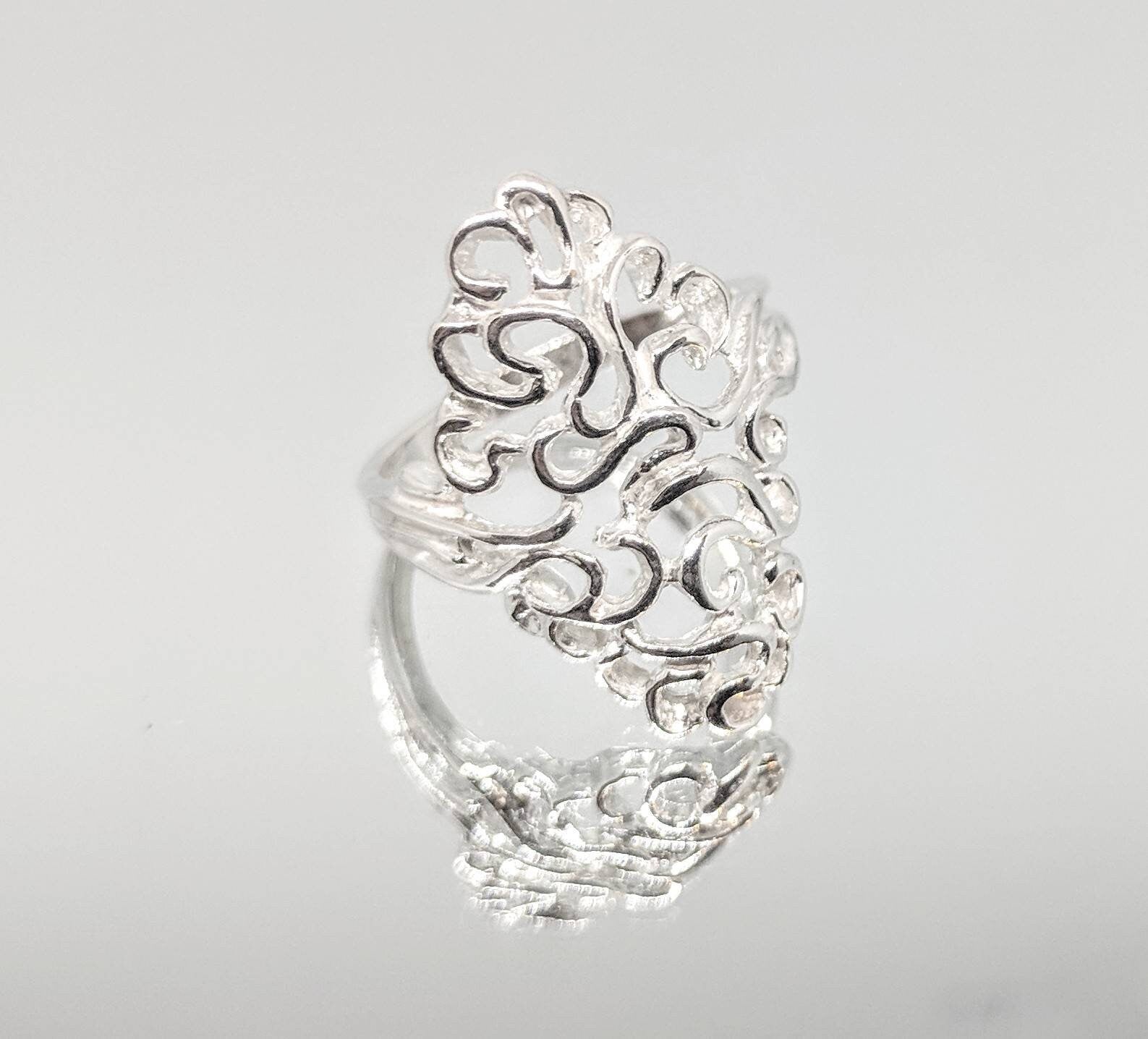 14K Gold or Sterling Silver Filigree Freeform Ring - Size 7 DIY Jewelry Setting, Elegant Fashion Ring 168-068/148-068 - Perfect for Weddings, Parties & Special Occasions