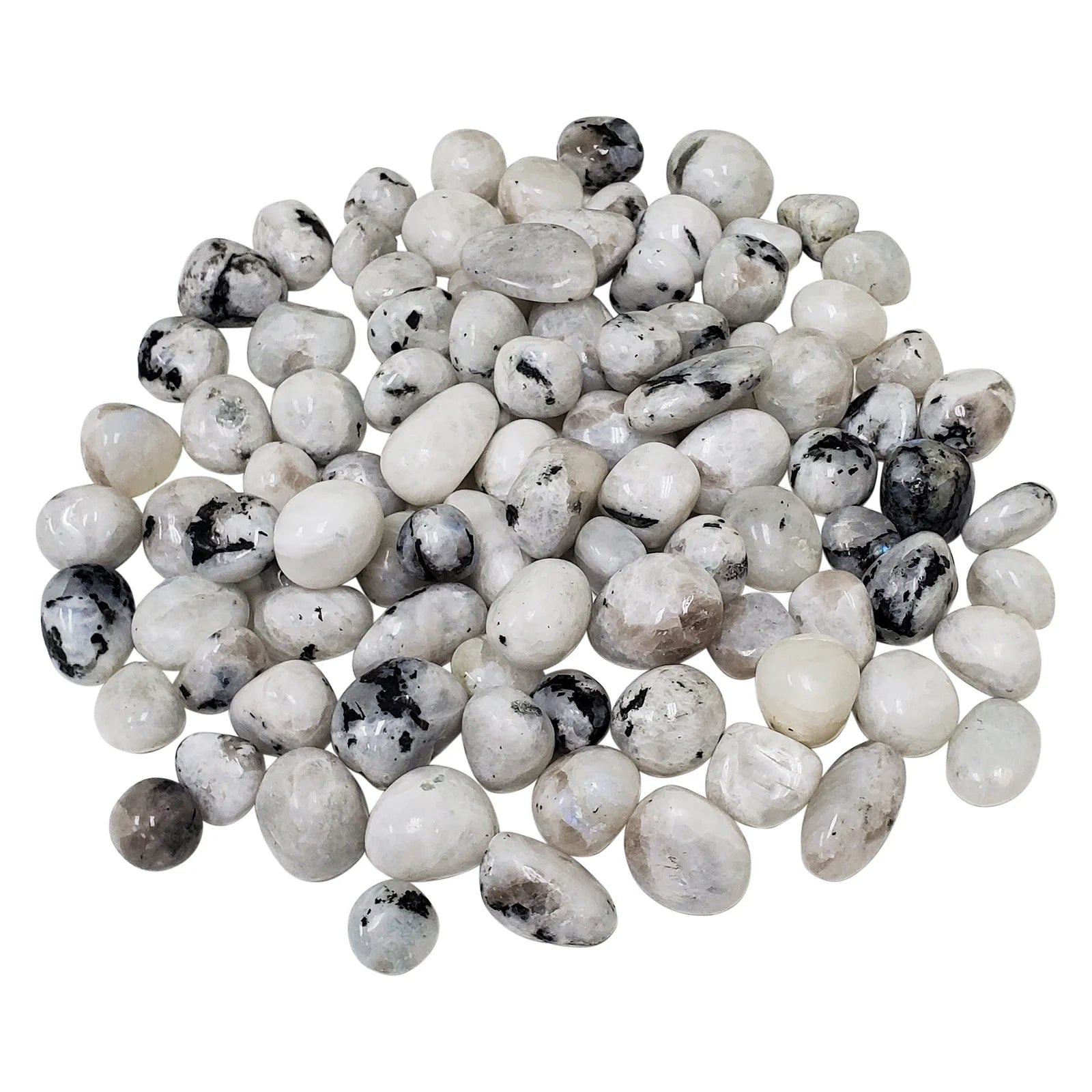 1 lb Natural Polished Rainbow Moonstone Tumbled Stones - Bulk Healing Crystals for Meditation, Reiki, Jewelry Making & Home Decor