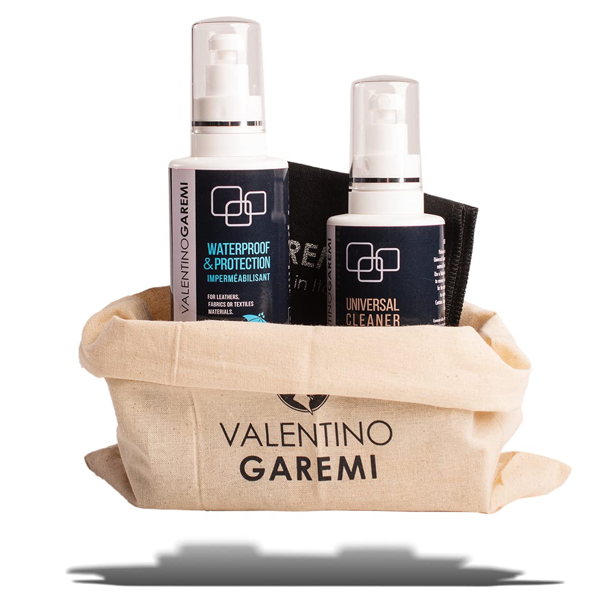 VALENTINO GARAVANI Backpack Cleaning & Protection Kit - Leather & Fabric Stain Remover, Waterproof Spray - Made in Italy - Perfect for Travel, School & Everyday Use