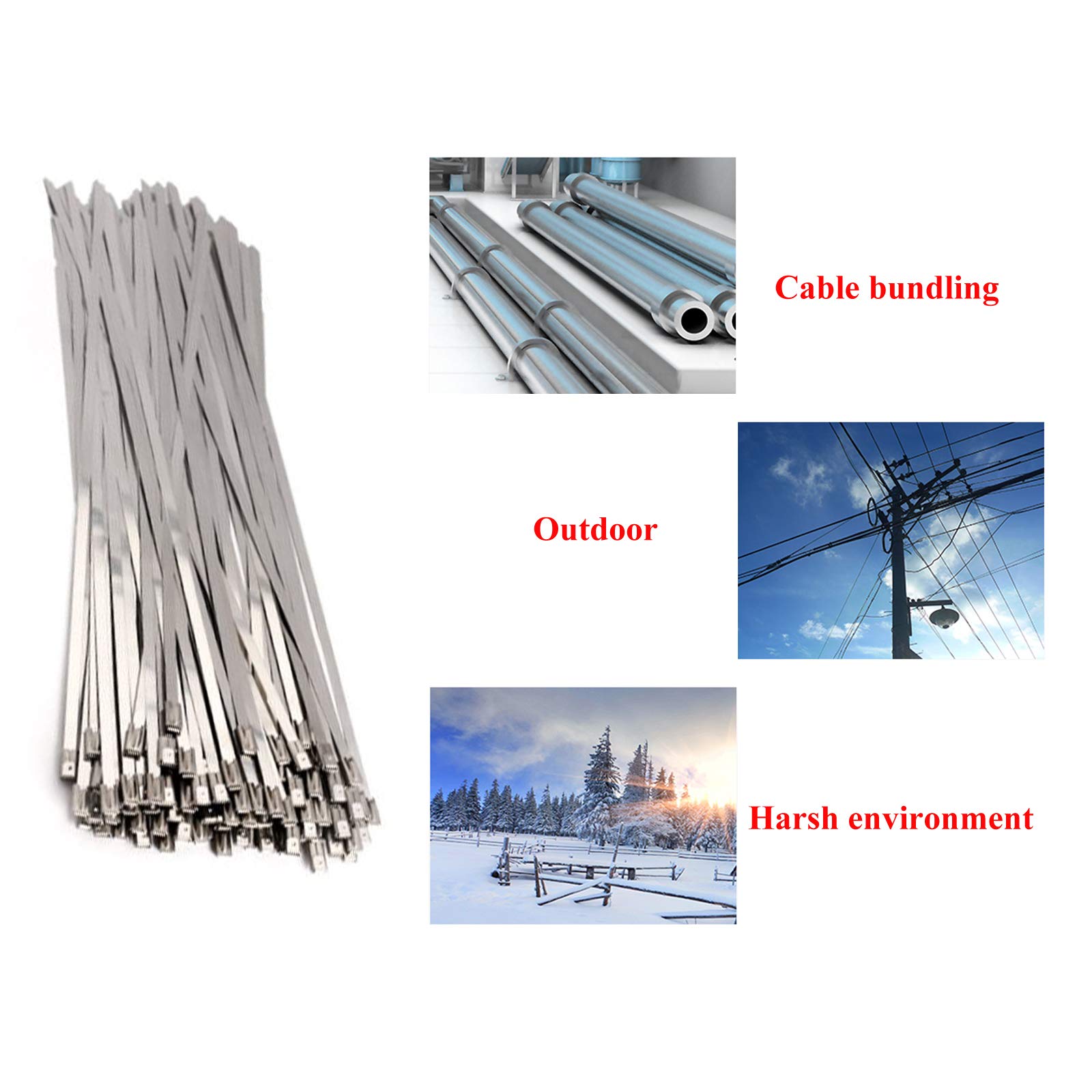 TR TOOLROCK Stainless Steel Cable Tie Gun with 200pcs 11.8