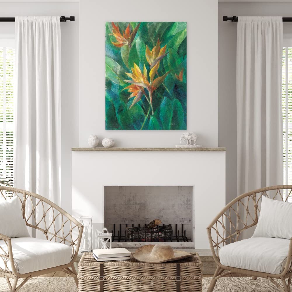 Bird of Paradise II Canvas Wall Art - 24x32 Inch Tropical Floral Painting by Danhui Nai - Ready to Hang Home Decor for Living Room, Bedroom, Office - Perfect for Coastal, Boho & Modern Interior Design