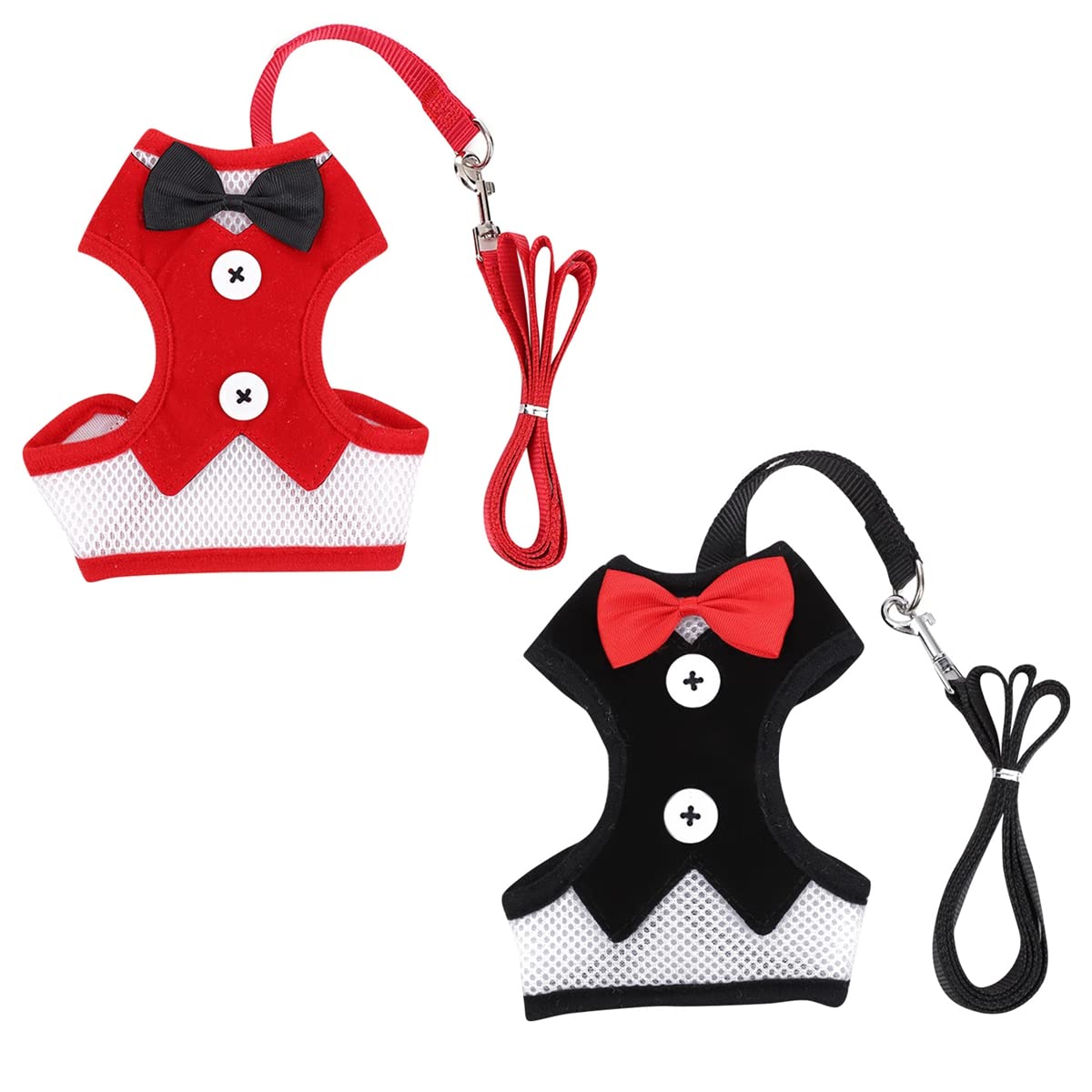 2-Pack Breathable Mesh Dog Harness & Leash Set - Adjustable Soft Padded Vest for Small Dogs & Cats - Lightweight Pet Walking Gear for Daily Walks, Hiking & Outdoor Adventures