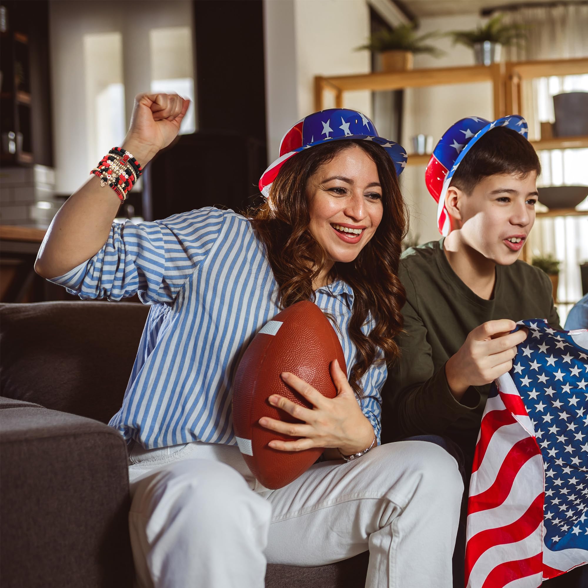 9 Pack Game Day Football Merchandise for Sports Fans - Stackable Heishi Bead Bracelets Set, Team Spirit Jewelry & Keepsake Gifts for NFL Fans | Perfect for Tailgating, Game Day Parties & Sports Themed Events