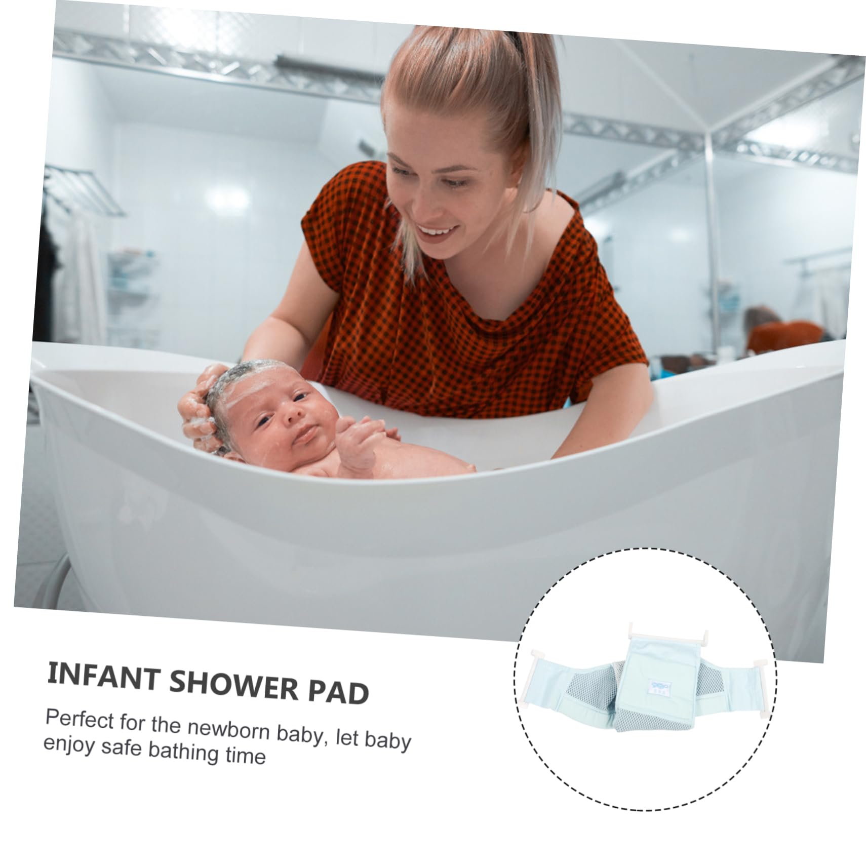 BIUDECO Baby Bath Seat - Safe & Comfortable Infant Bathtub Net for Newborns | Non-Slip Shower Bathing Aid (Blue) | Perfect for Bath Time Safety & Relaxation