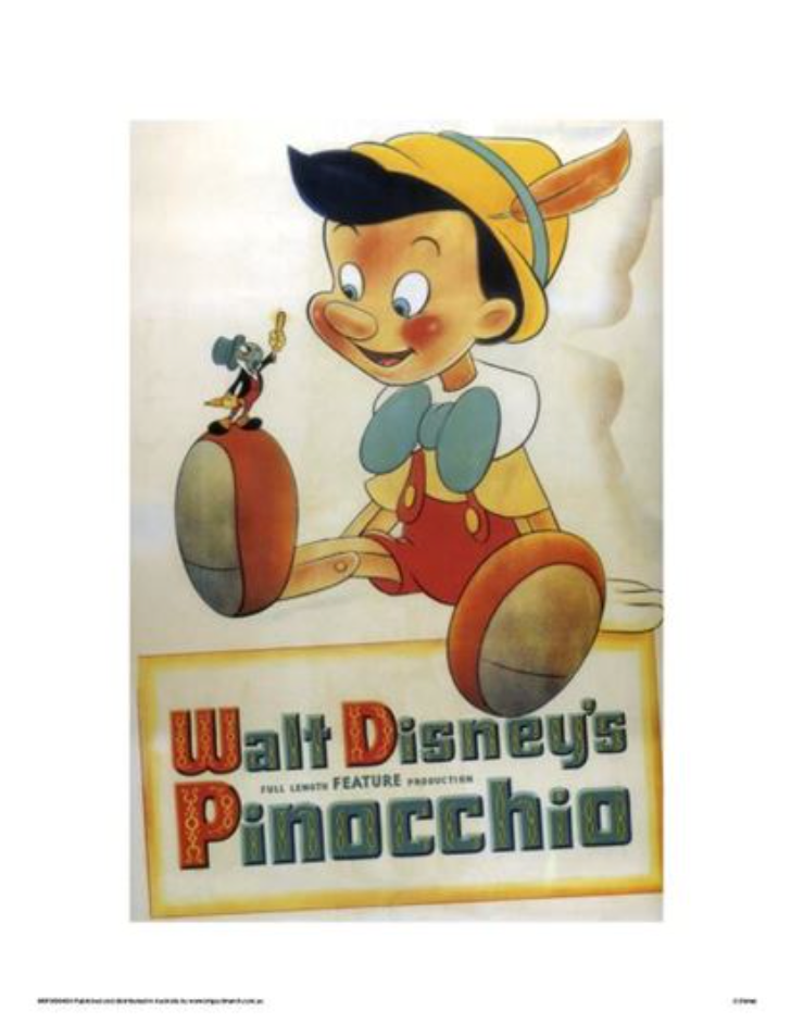 Pinocchio Movie Art Print - 30x40 Inches Wall Decor for Living Room, Bedroom & Office | Disney Classic Film Poster