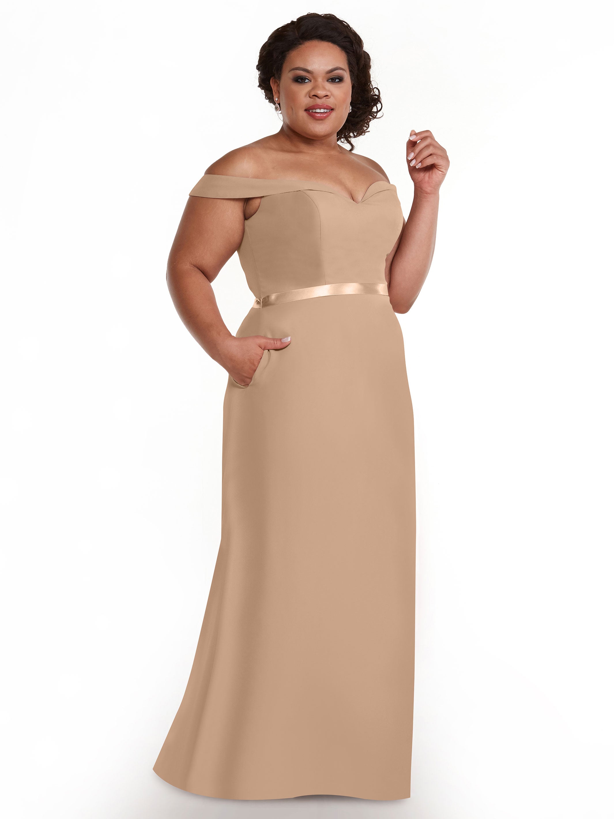 Elegant Off-The-Shoulder Chiffon A-Line Bridesmaid Dress with Sash - Perfect for Weddings, Formal Events & Special Occasions