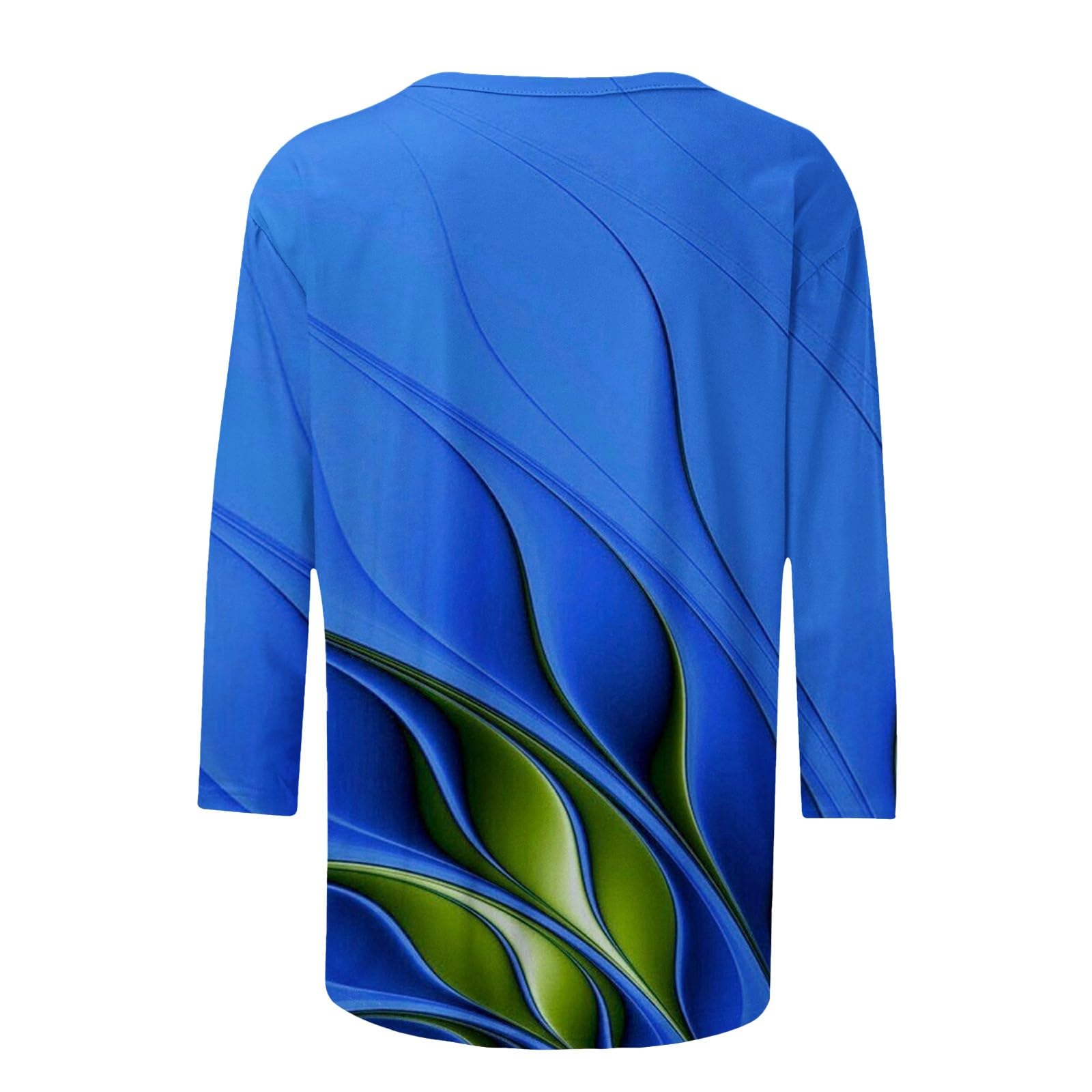 Wodceeke Women's 3/4 Sleeve Graphic T-Shirts - Trendy Printed Summer Tops 2024, Casual Blouses for Ladies | Perfect for Daily Wear, Office, Dating & Weekend Outfits