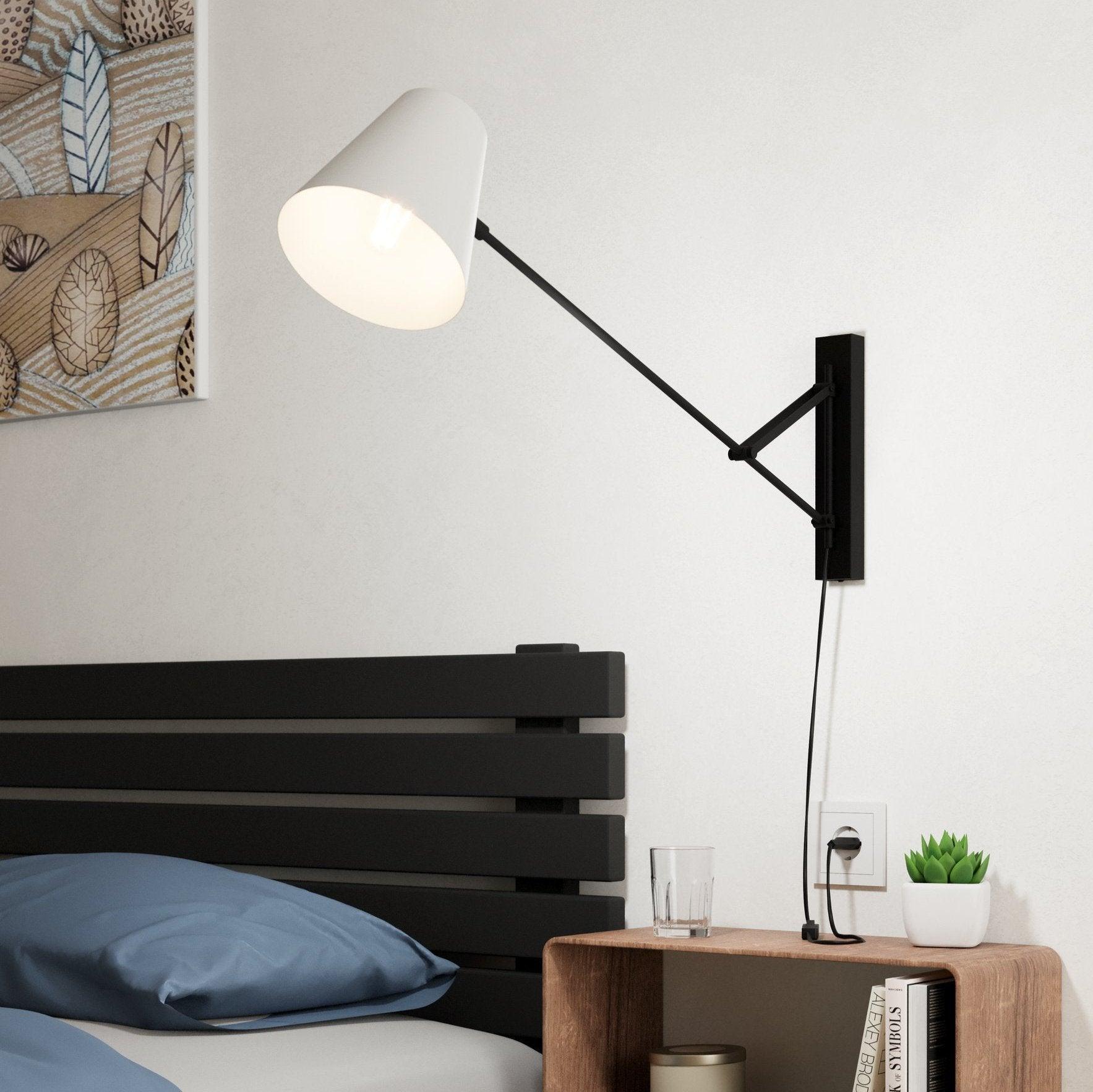 Eglo Forcadet Adjustable Wall Light - Black & Grey Modern Sconce for Living Room, Bedroom, or Hallway Lighting