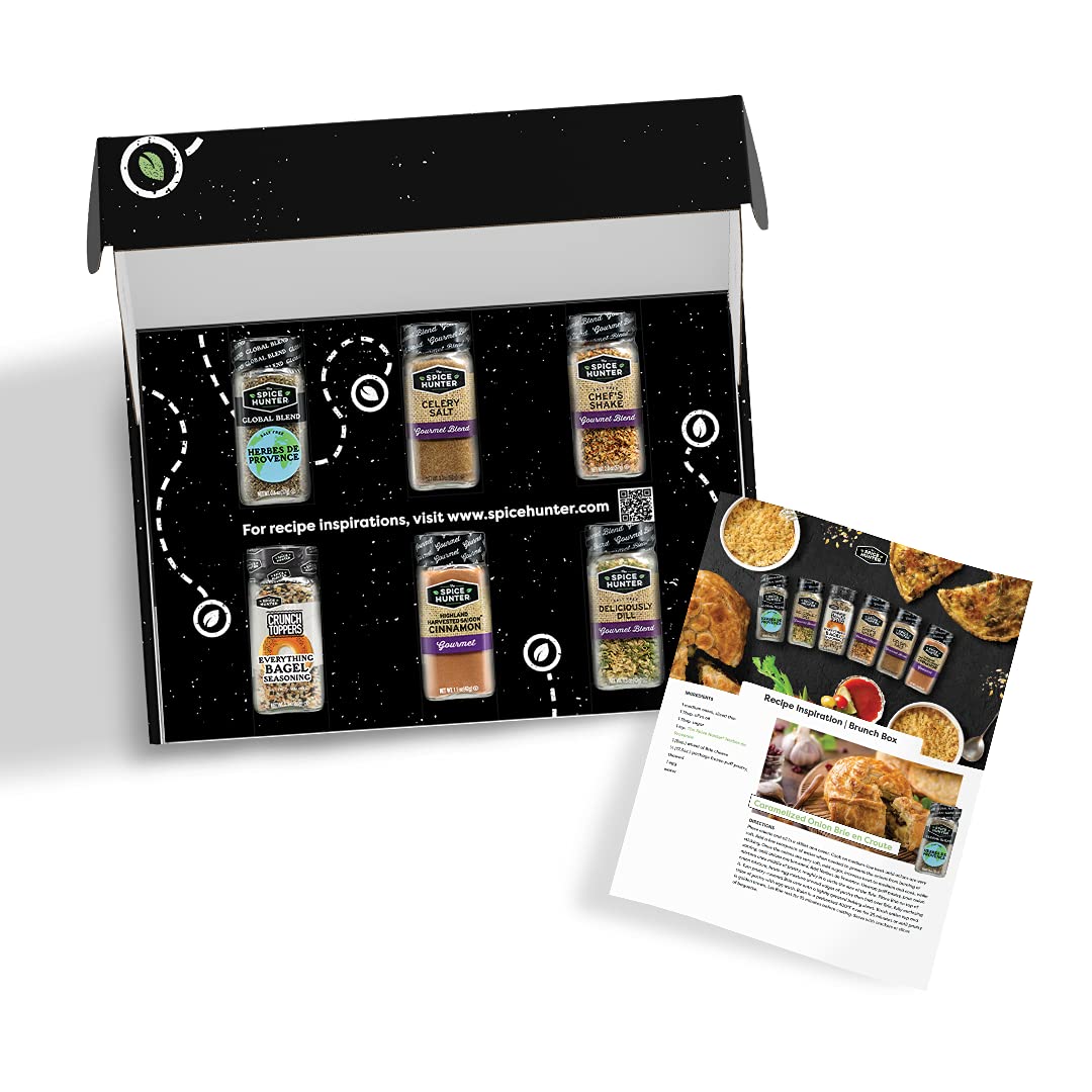 The Spice Hunter Brunch Box Gift Set - 6 Premium Seasoning Jars with Recipe Cards | Perfect Gourmet Gift for Food Lovers, Home Chefs & Brunch Enthusiasts | Ideal for Housewarming, Holidays & Special Occasions