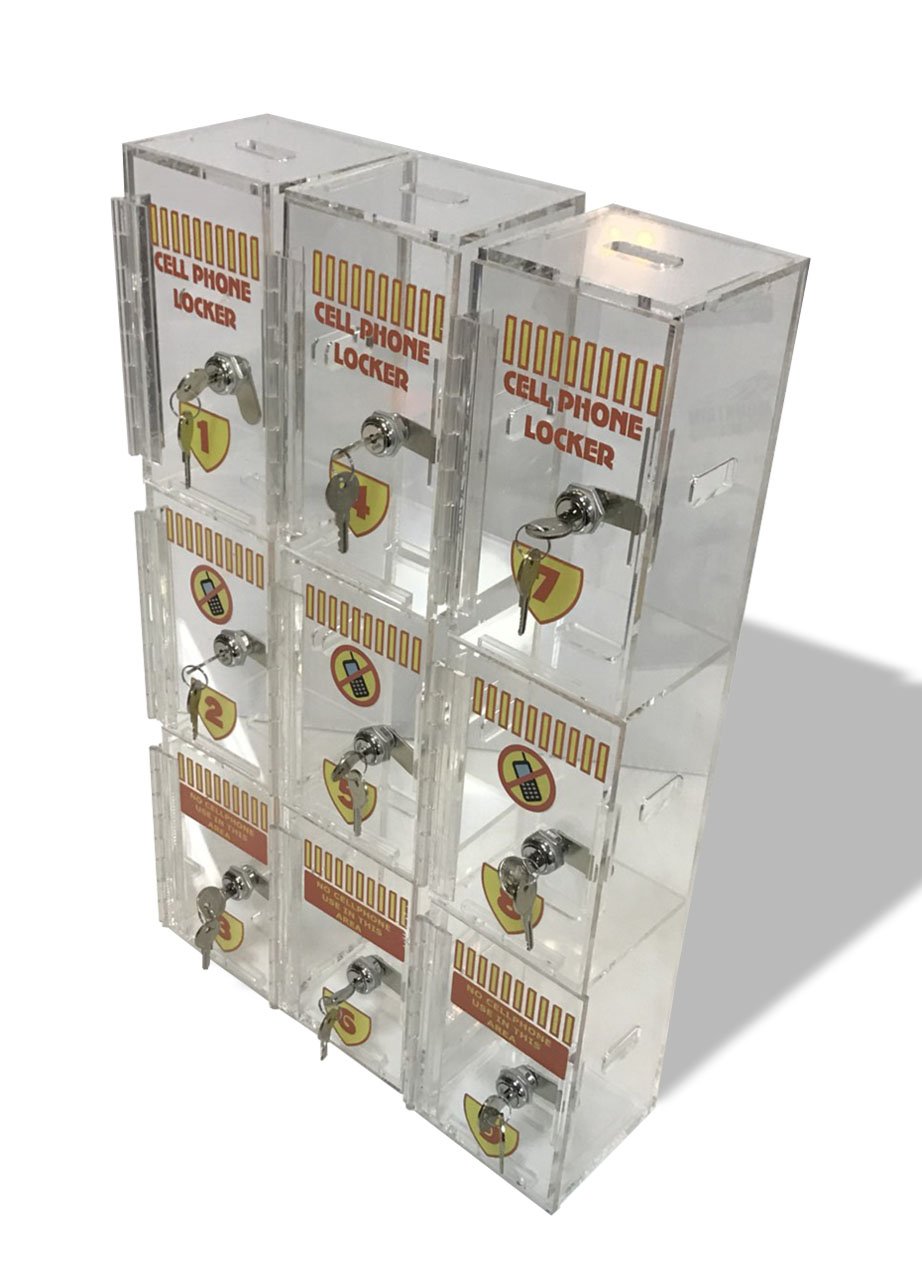 Wall Mounted Acrylic Cell Phone Locker - 3 Pack Organizer for Classroom, Office, or Home Storage | Secure Smartphone Holder with Clear Design
