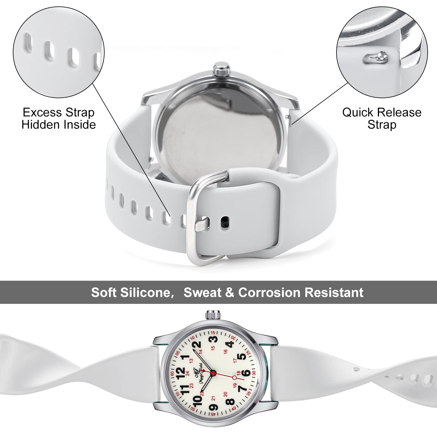 ManChDa Nurse Watch - Analog Medical Watch with Second Hand, Easy to Read for Nurses & Healthcare Professionals - Perfect for Hospital Shifts, Clinical Use & Patient Care