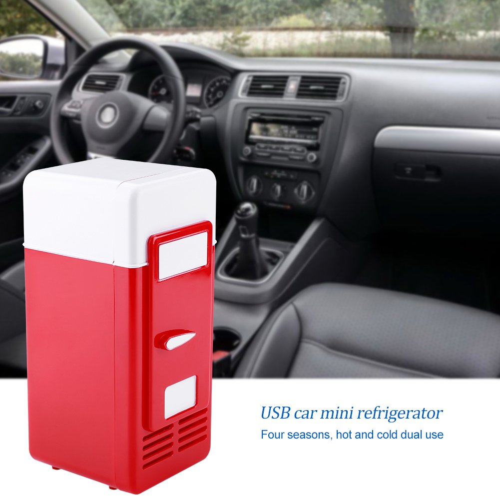TOPINCN Mini USB Refrigerator & Warmer - 4L Portable Cooler & Heater for Beverage Cans, Drinks - Compact for Office, Desktop, Home, Car, Hotel - Perfect for Keeping Drinks Cold or Warm on the Go (Red)