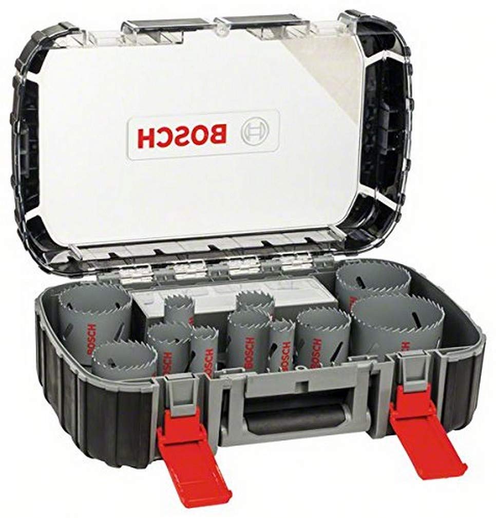 Bosch Professional 17-Piece HSS Bi-Metal Hole Saw Set (20-76mm) for Wood, Metal & Plastic - Perfect for Drilling, Construction & DIY Projects