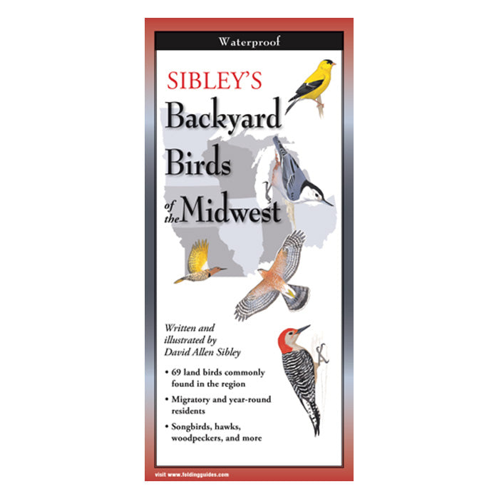 Sibley's Backyard Birds of the Midwest Folding Guide - Bird Watching Field Guide for Midwest USA - Perfect for Birders, Hikers & Nature Lovers
