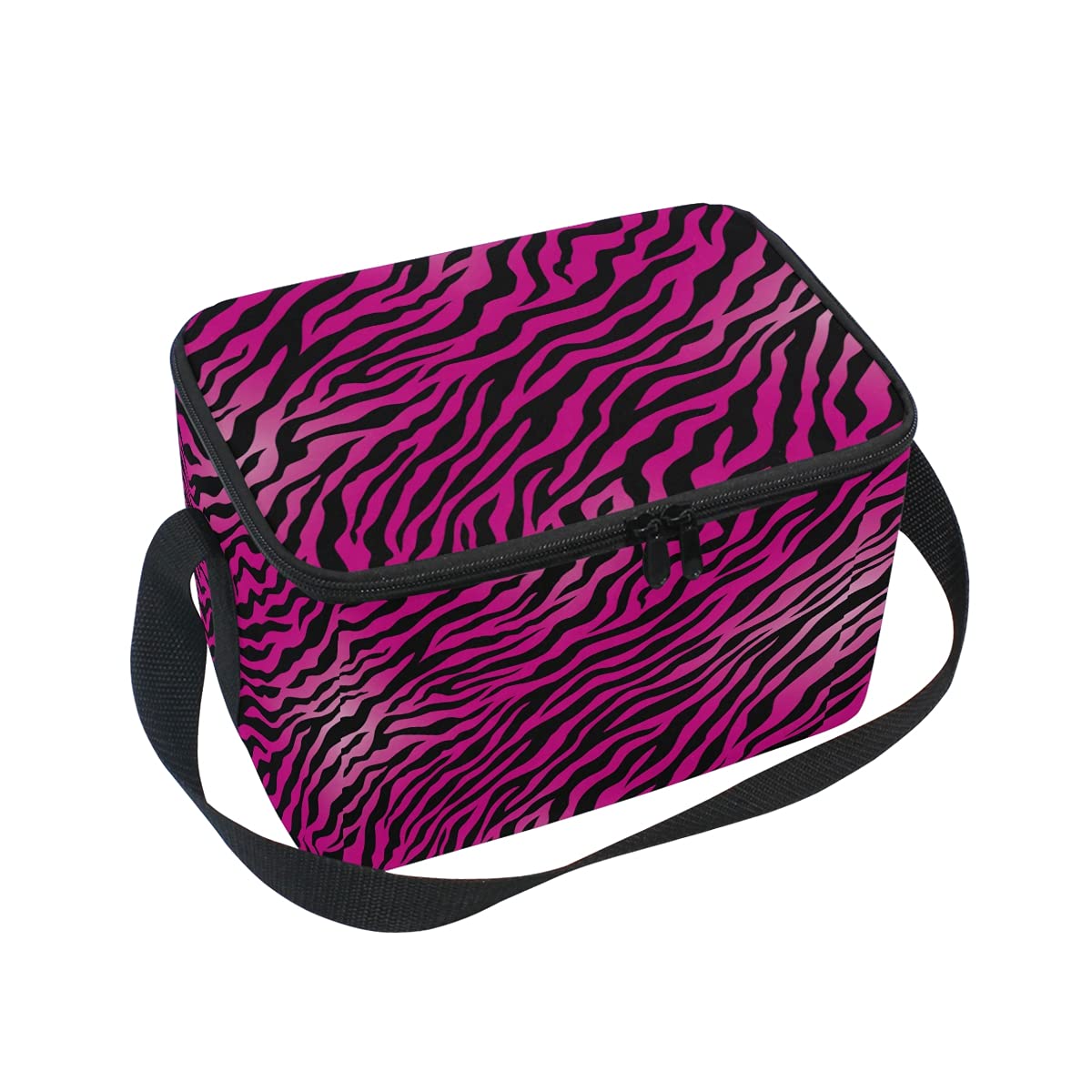 Pink Zebra Print Insulated Lunch Box - Large Reusable Cooler Tote Bag for Women, Office, School, Picnic & Outdoor Activities | Leakproof Food Container for Work Lunch, Beach Trips & Camping