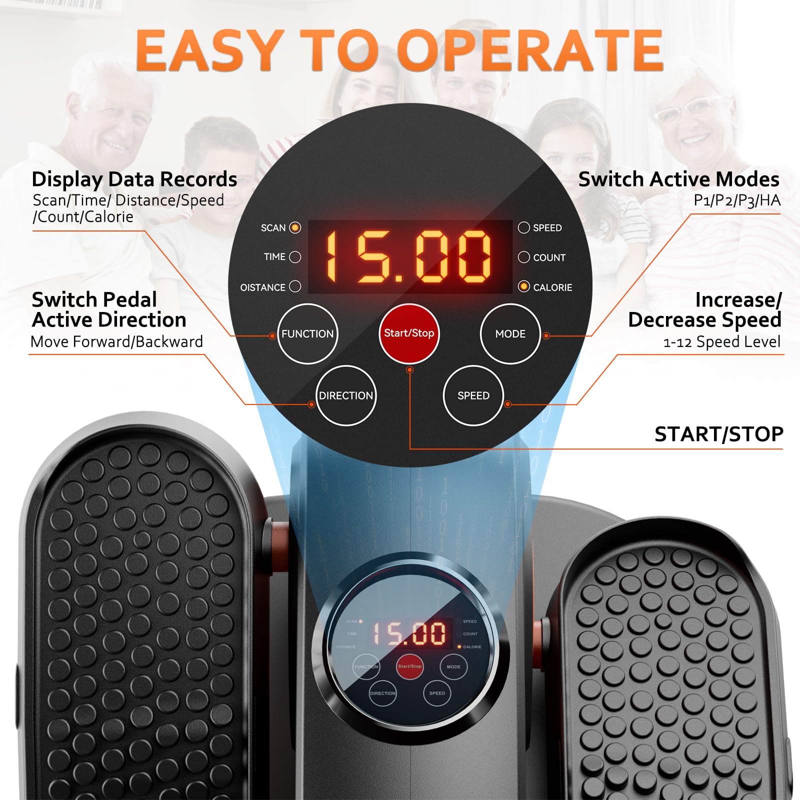 Under Desk Elliptical Machine - Quiet Leg Exerciser with Remote Control & 12 Speed Levels | Portable Mini Elliptical for Home Office, Seniors & Physical Therapy | Perfect for Work from Home, Rehabilitation & Low-Impact Workouts