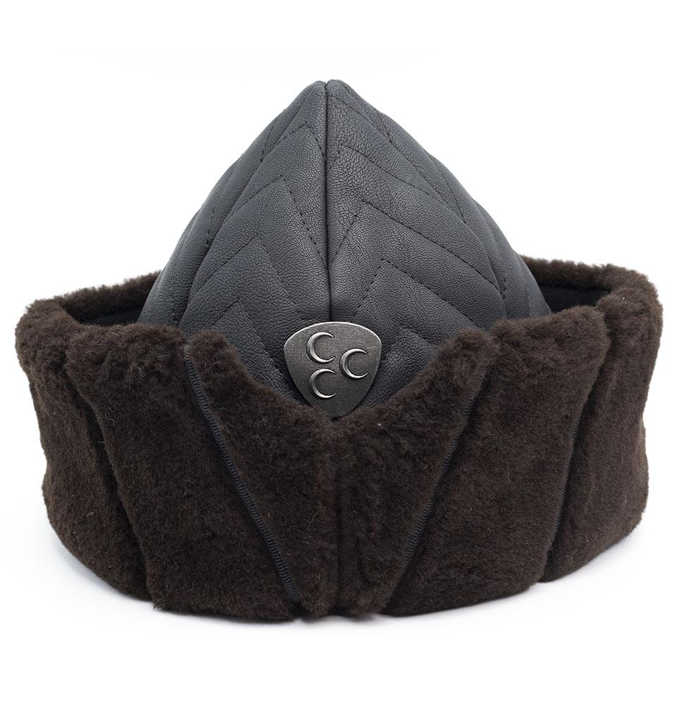 Authentic Bork Ertugrul Fur Leather Hat for Kids - Ottoman Style Winter Hat - Perfect for Cosplay, Historical Reenactment & Cold Weather Protection