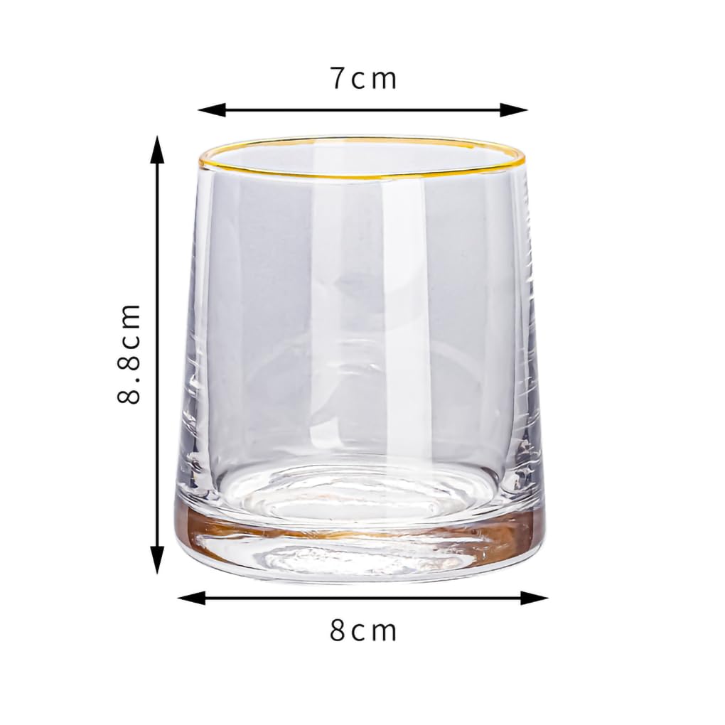WAIT FLY Glass Mouthwash Cup with Gold Trim - 7oz Bathroom Tumbler for Rinsing & Drinking - Perfect for Bathroom, Bedside, and Travel Use