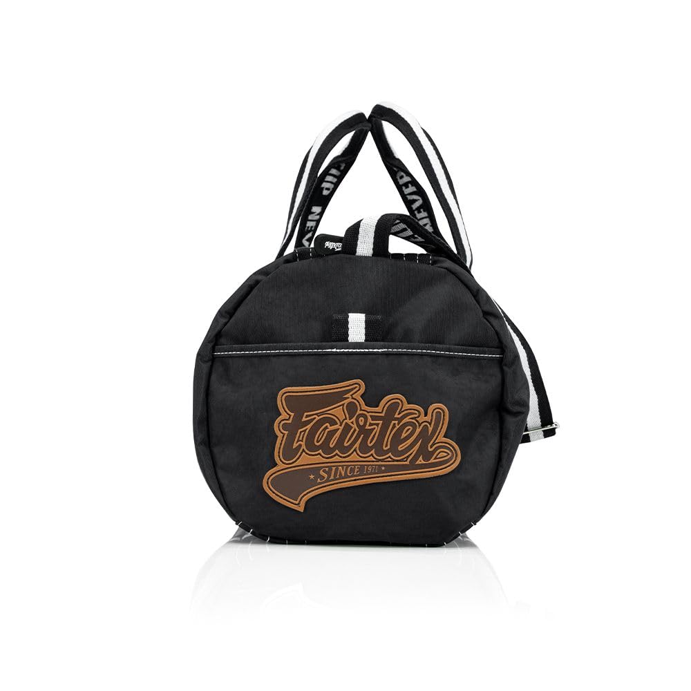 Fairtex BAG9 Retro Style Barrel Bag - Premium Thai Boxing Heavy Gym Bag for Muay Thai & MMA Training (Black) - Perfect for Gym, Martial Arts & Travel Use