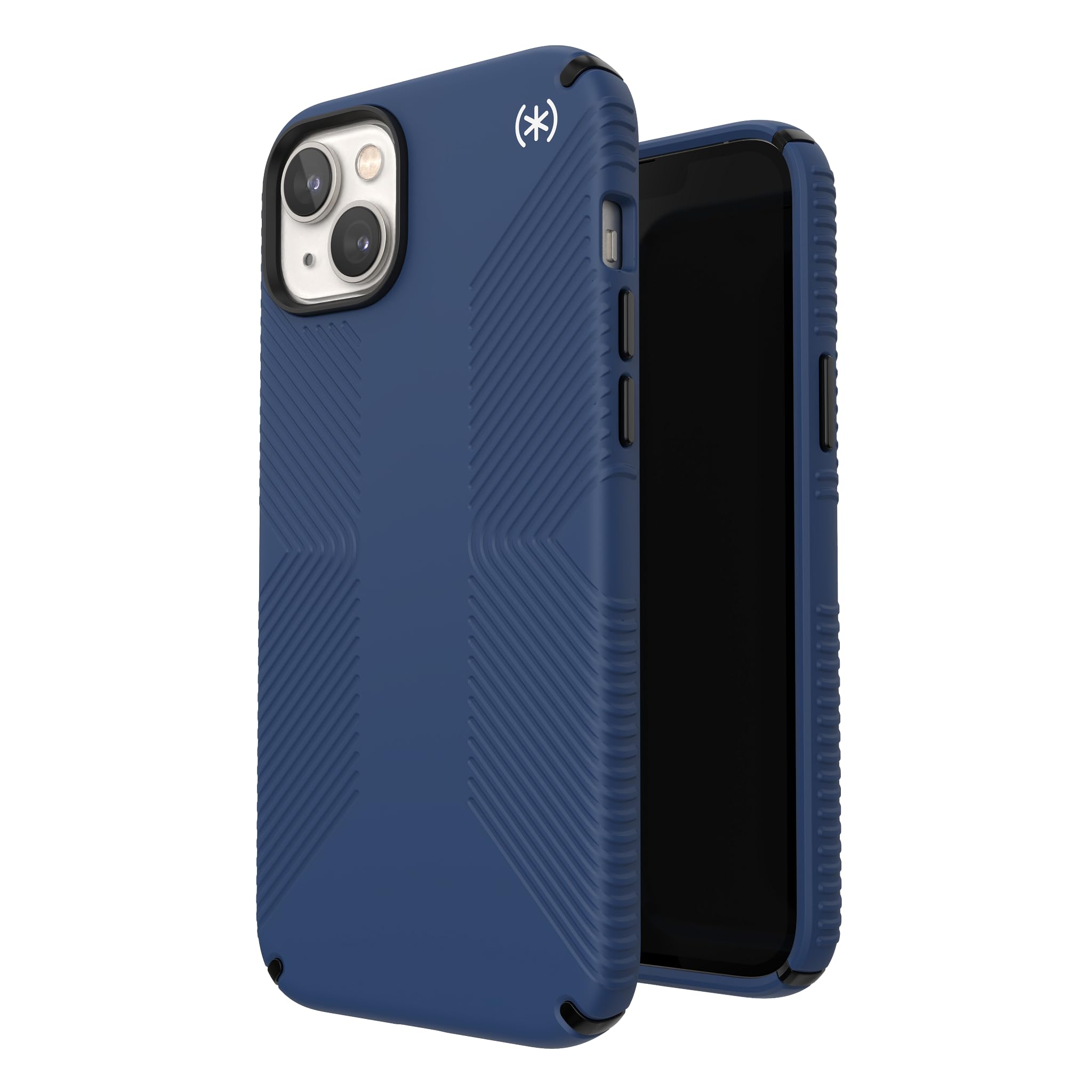 Speck Presidio2 Grip iPhone 14 Plus Case - Slim Dual Layer Protective Cover with MagSafe Compatibility | Drop & Scratch Resistant | 6.7 Inch Shockproof Phone Case (Coastal Blue/Black/White) - Perfect for Outdoor Activities, Travel & Daily Protection