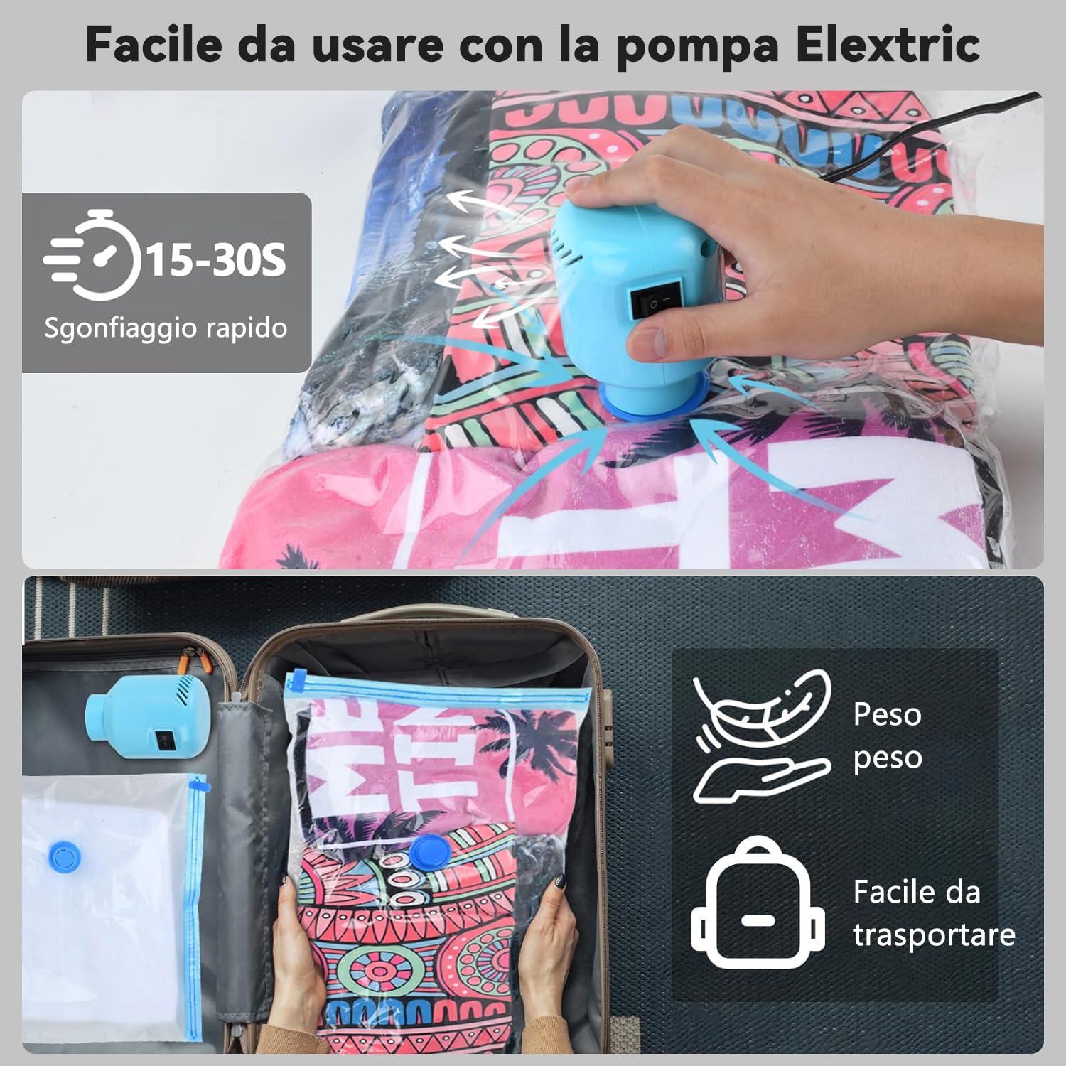 LKV Vacuum Storage Bags for Clothes, Duvets & Bedding - 10 Pack (5 Large/5 Medium) with Air Pump - Space Saving Solution for Travel, Moving & Home Organization