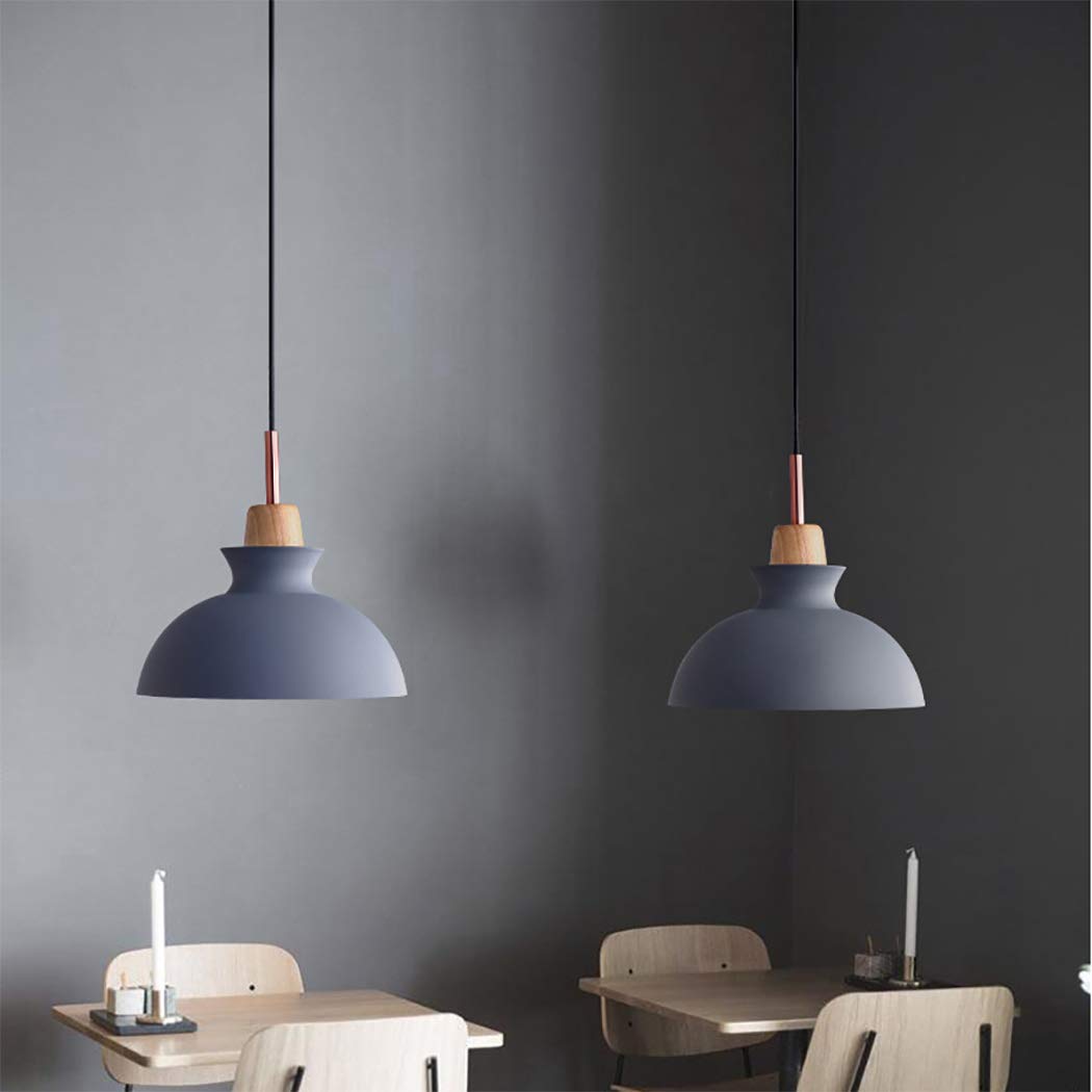 Modern 11 Inch Aluminum Pendant Light - Nordic Style Postmodern Ceiling Hanging Lamp for Dining Room, Kitchen, Coffee Bar & Living Room - Gray - Perfect for Home Decor, Restaurant Lighting & Cafe Ambiance
