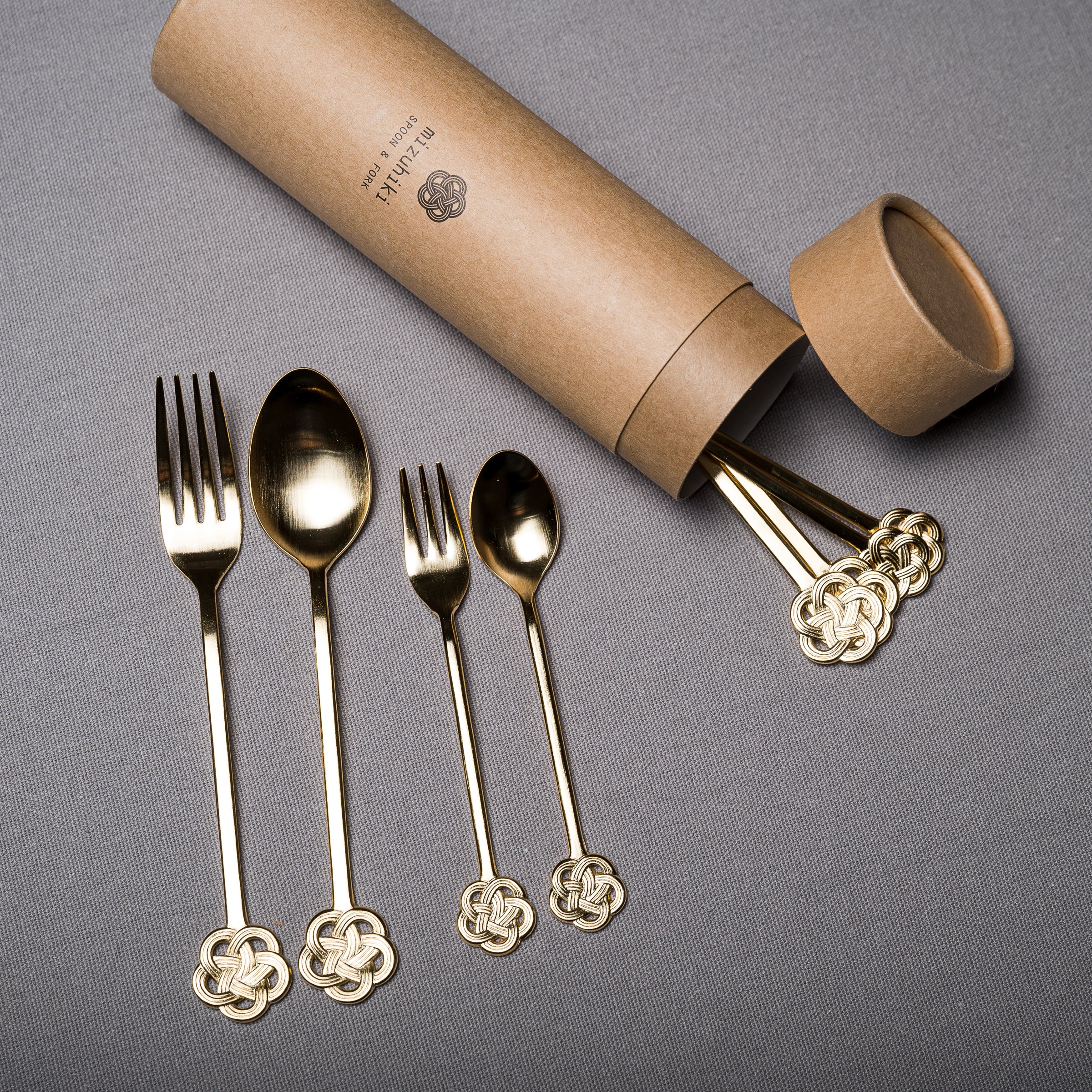 Premium Mizuhiki Stainless Steel Teaspoon & Cake Fork Set - 2 Elegant Colors for Tea Parties, Desserts & Fine Dining
