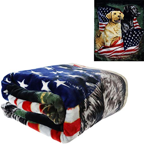 Dogs With American Flag Blanket Queen 79'' X 95''