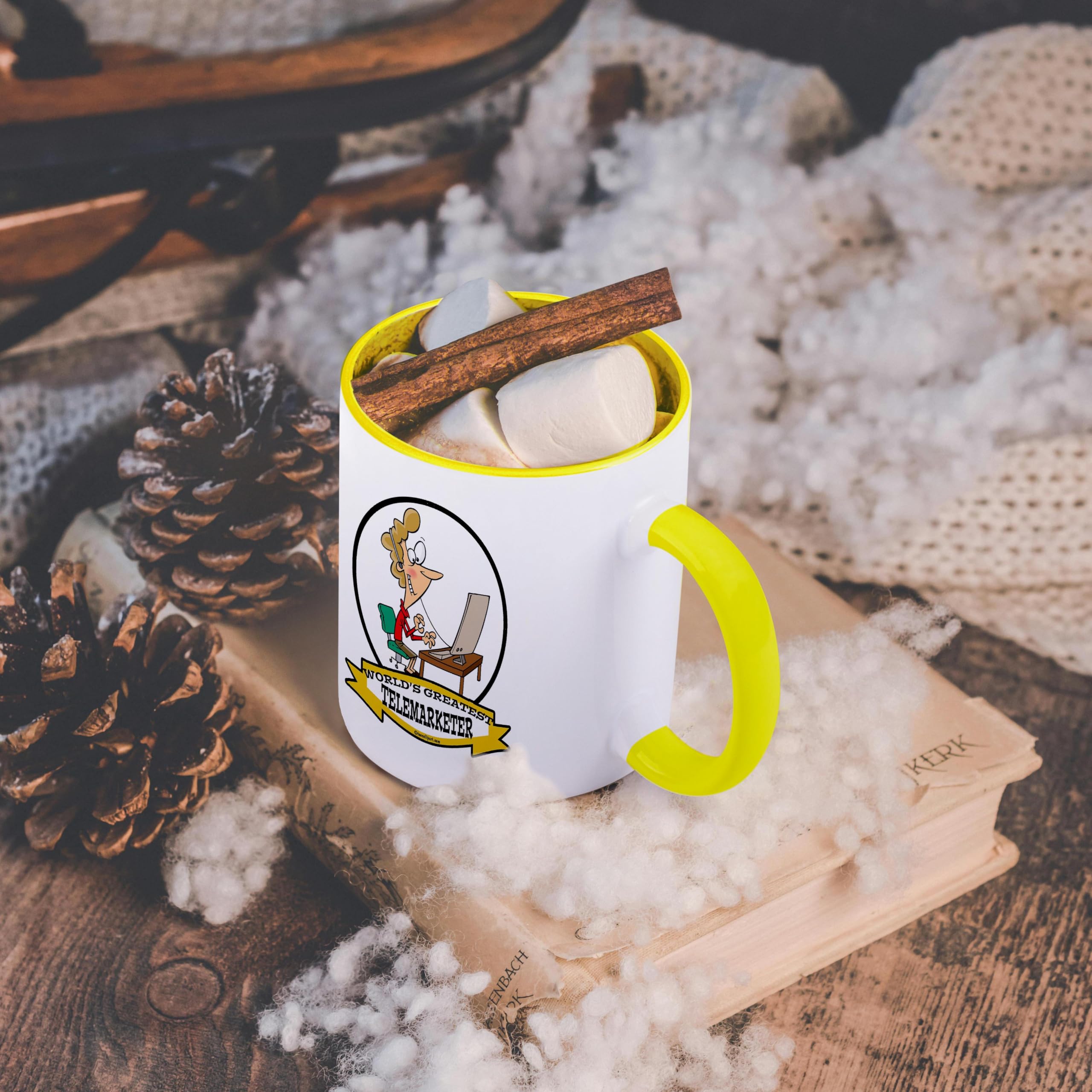 3dRose Funny Worlds Greatest Telemarketer Coffee Mug - 15oz Ceramic Cup with Cartoon Design - Perfect Gift for Office Humor & Coffee Lovers - Great for Work Desks, Break Rooms & Gag Gifts