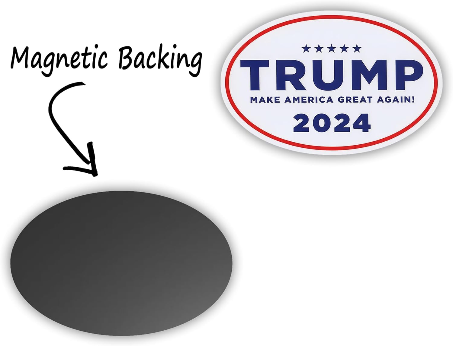 2-Pack Donald Trump 2024 Magnetic Stickers - 5x3 Inch MAGA Decals for Fridge, Car Bumper, Truck & Toolbox - Make America Great Again - Perfect for Political Supporters & Campaign Events