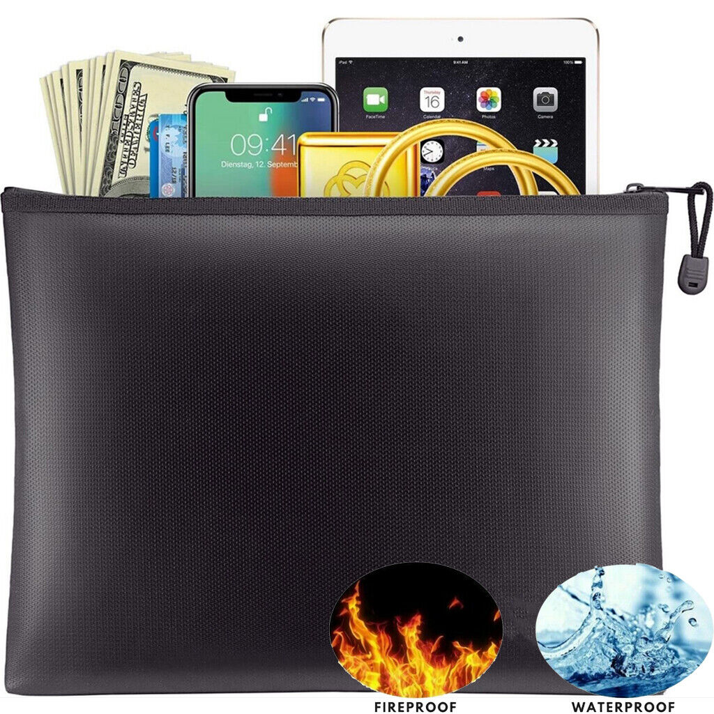 Fireproof & Waterproof Document and Money Safe Storage Bag - Protect Important Papers, Cash, and Valuables from Fire and Water Damage - Ideal for Home, Office, Travel, and Emergency Preparedness