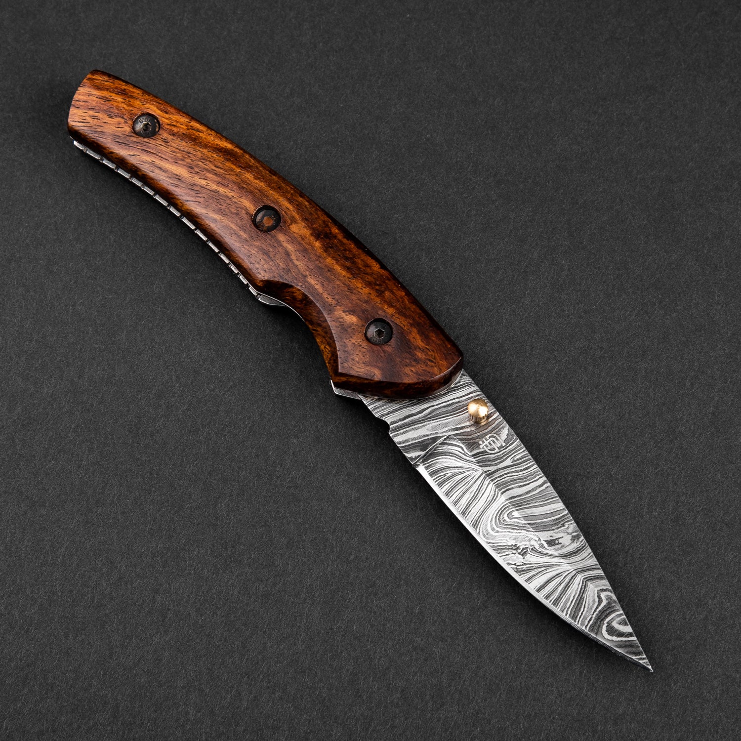Premium Damascus Steel Liner Lock Folding Pocket Knife - Londoner Collection - Perfect for Camping, Hiking & Everyday Carry (EDC)