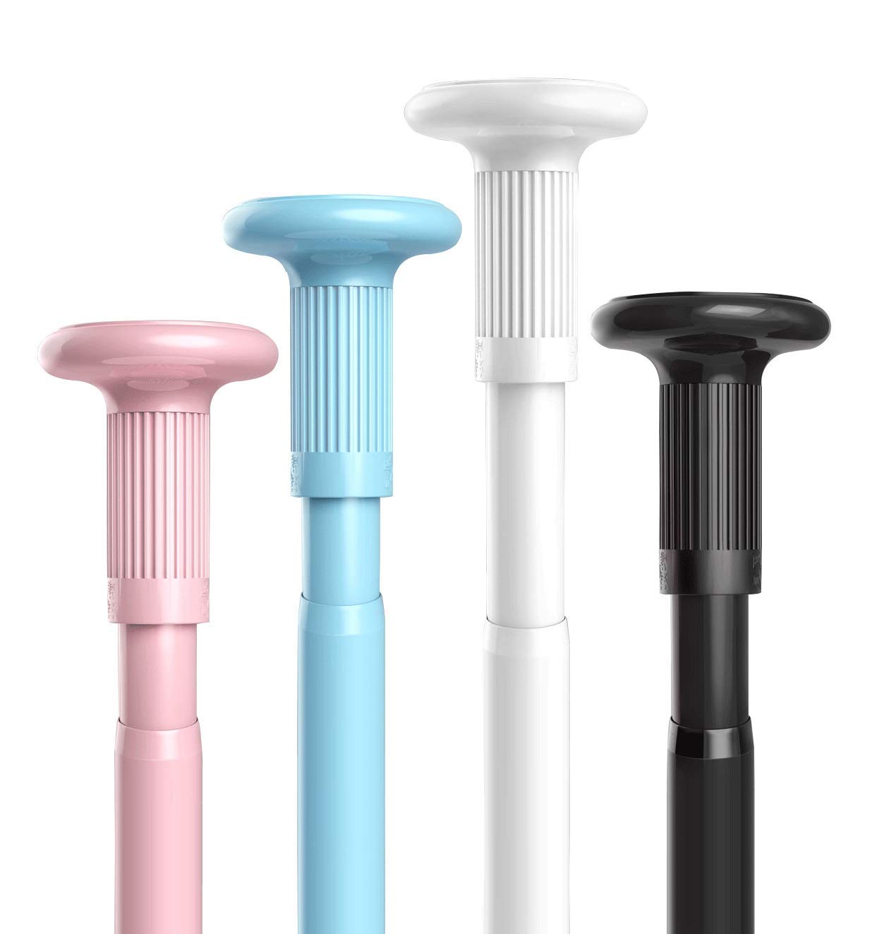 No Drill Shower Curtain Rod 50-250cm Extendable, Rainbow Color Stainless Steel Tension Rod with Non-Slip Rubber Pads for Kids Room & Bathroom - Perfect for Small Spaces, Closets, and Modern Home Decor