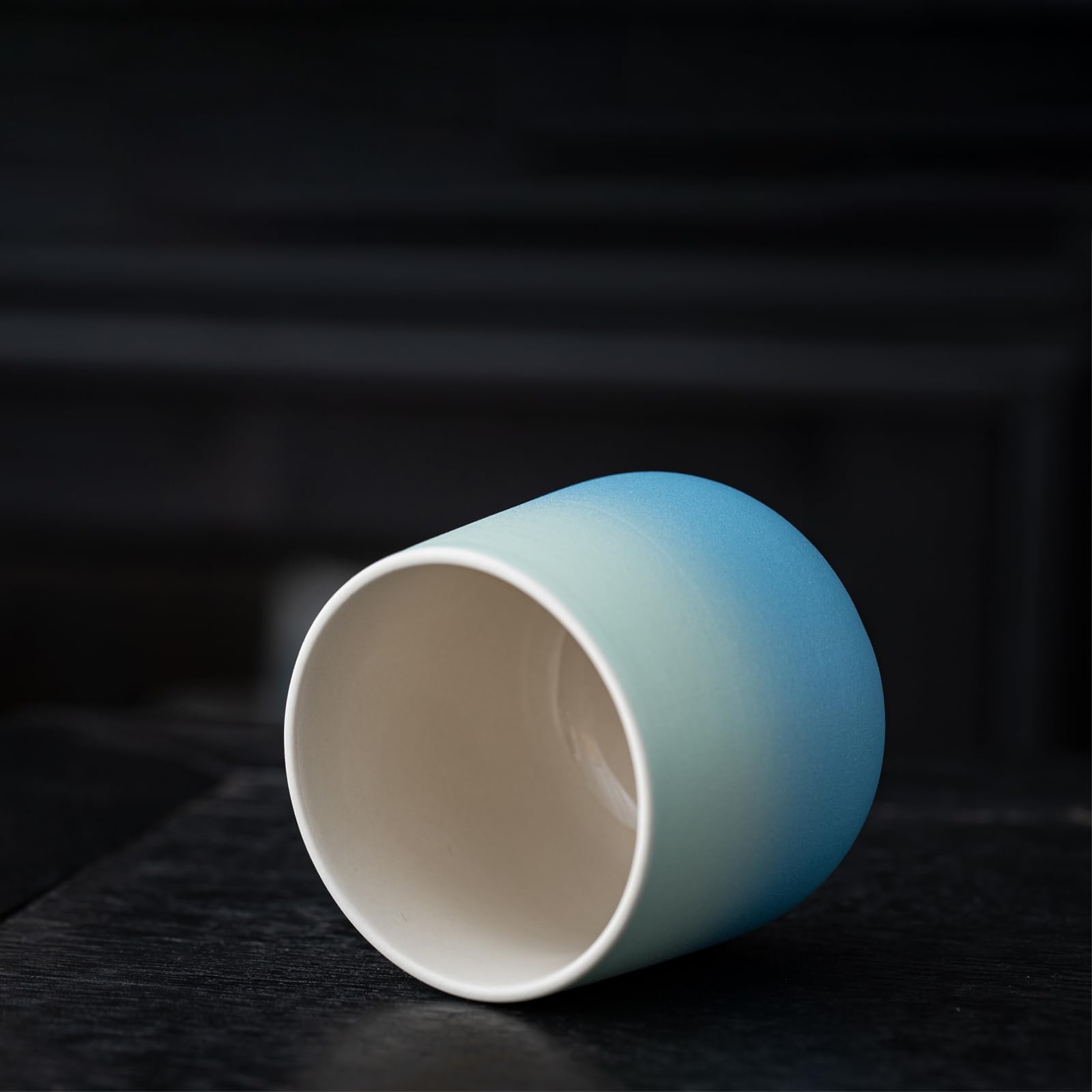 TEANAGOO Japanese Tea Cup Set of 4 - 7.2Oz (205ml) Ceramic Blue White Gradient Cups - Traditional Asian Tea Cups Without Handles - Perfect for Japanese Tea Ceremony, Matcha, Chinese Tea, Home Decor & Gift Giving