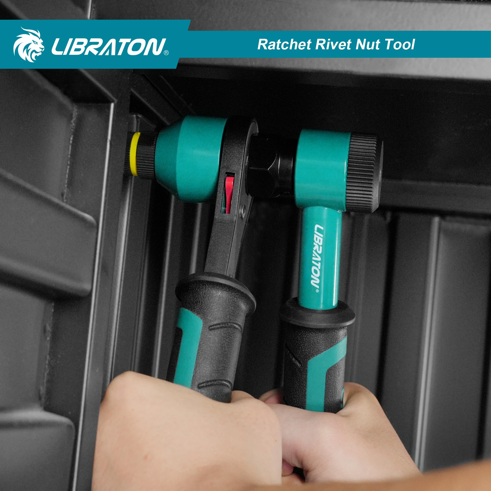 Professional LIBRATON Rivet Nut Tool Kit - Heavy Duty Nutsert Gun with 10 SAE & Metric Mandrels, 100PCS Rivet Nuts & Rugged Carry Case - Automotive Repair, Metalworking, DIY Projects & Home Improvement