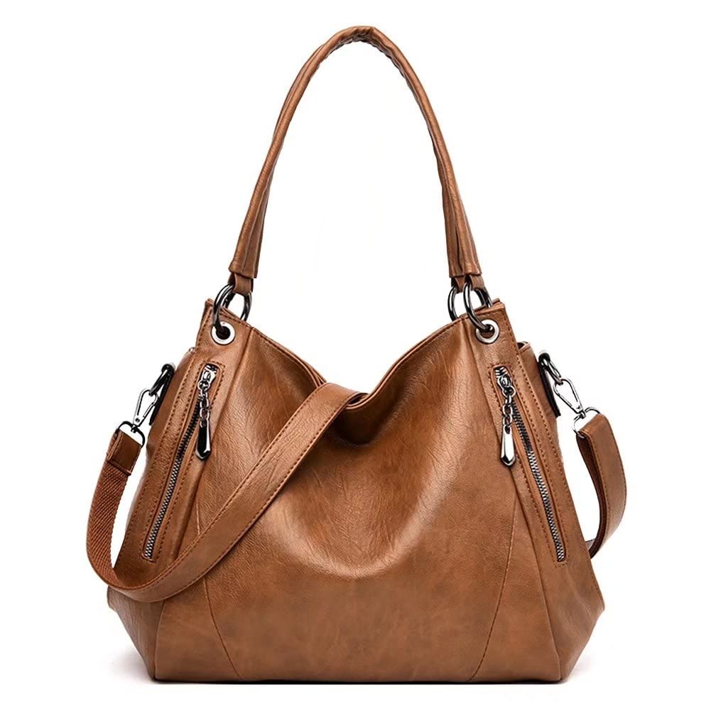 Mudono Women's Leather Top Handle Handbag - Large Capacity Tote Shoulder Bag with Crossbody Strap, Retro Satchel Purse for Work, Travel & Everyday Use