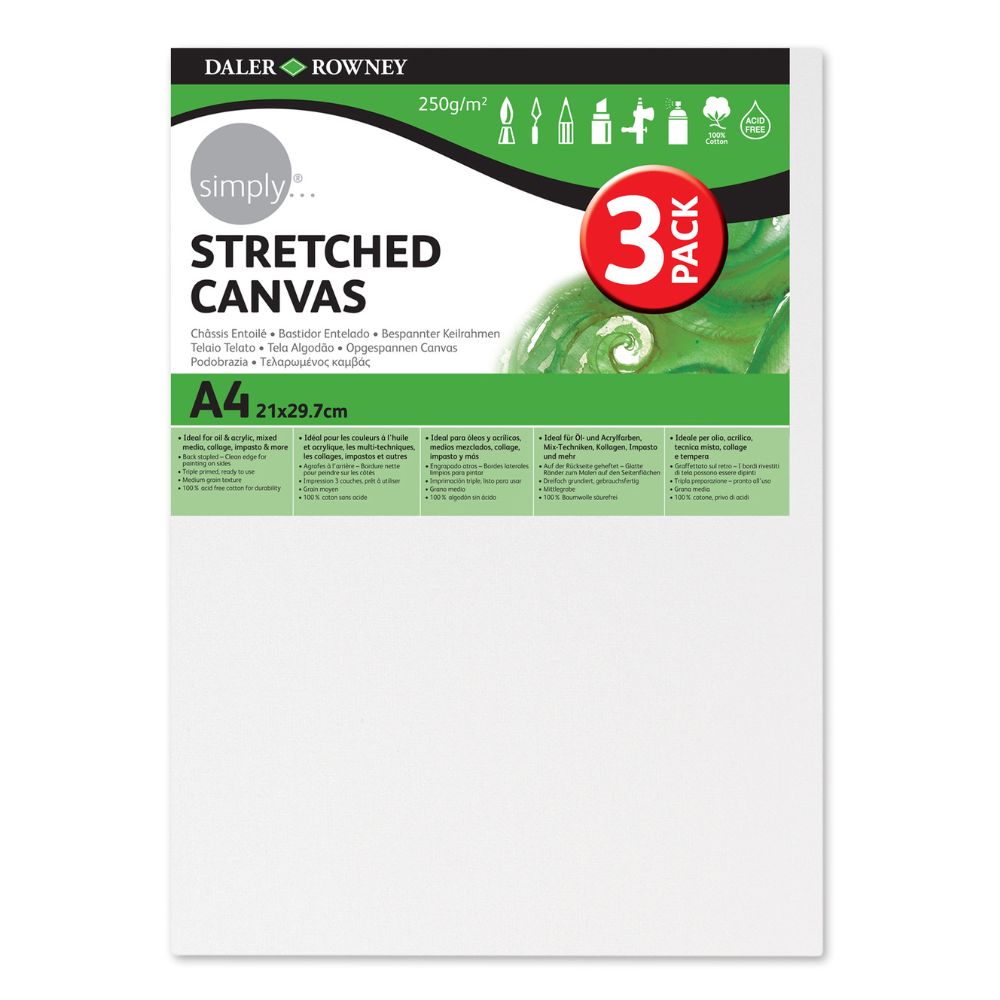 Premium Daler Simply Canvas 3pk - A4 Size 21 x 29.7cm (8.3