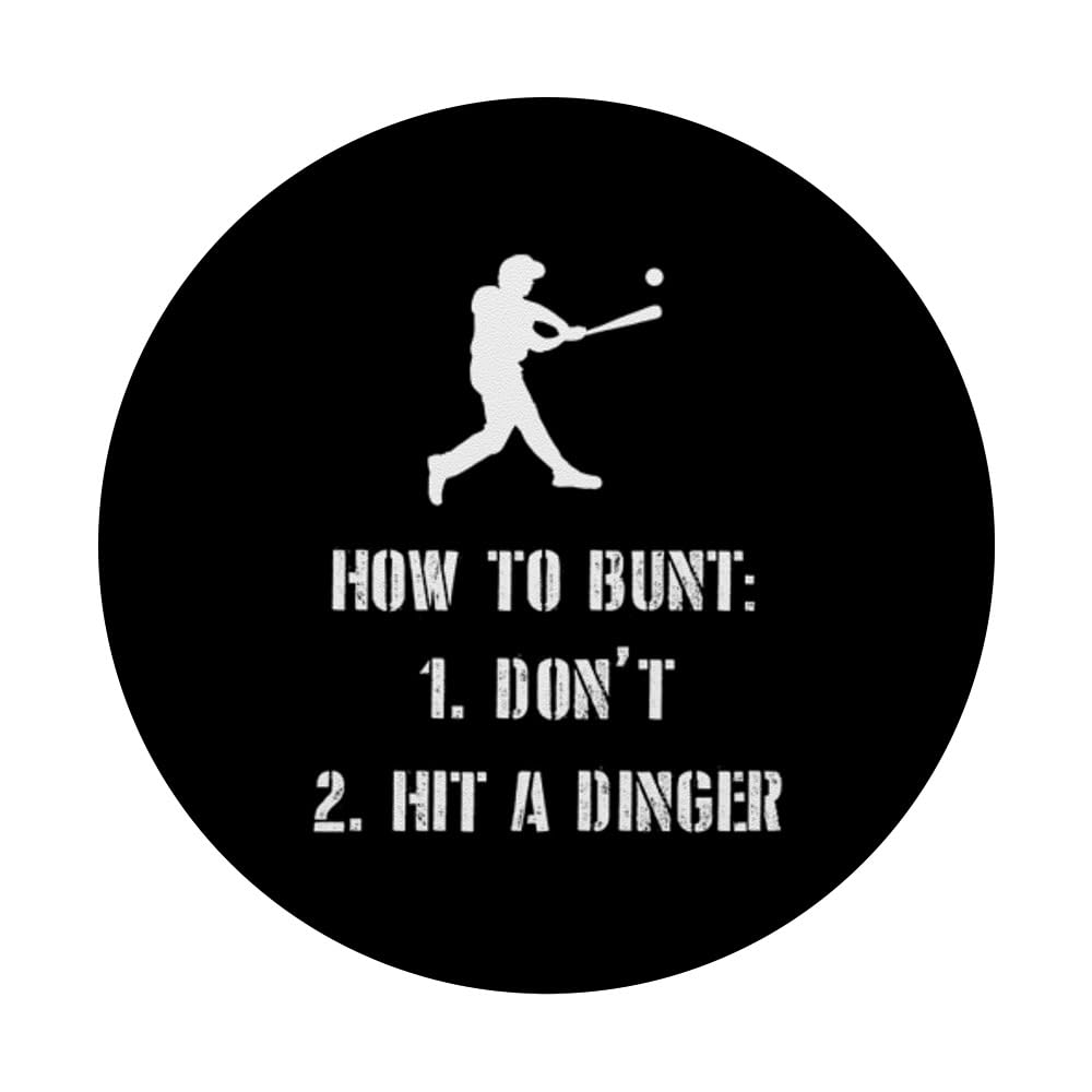 Funny Baseball Softball Player PopSockets Swappable PopGrip - Perfect for Game Day & Sports Fans | How to Bunt Don't Hit a Dinger Design