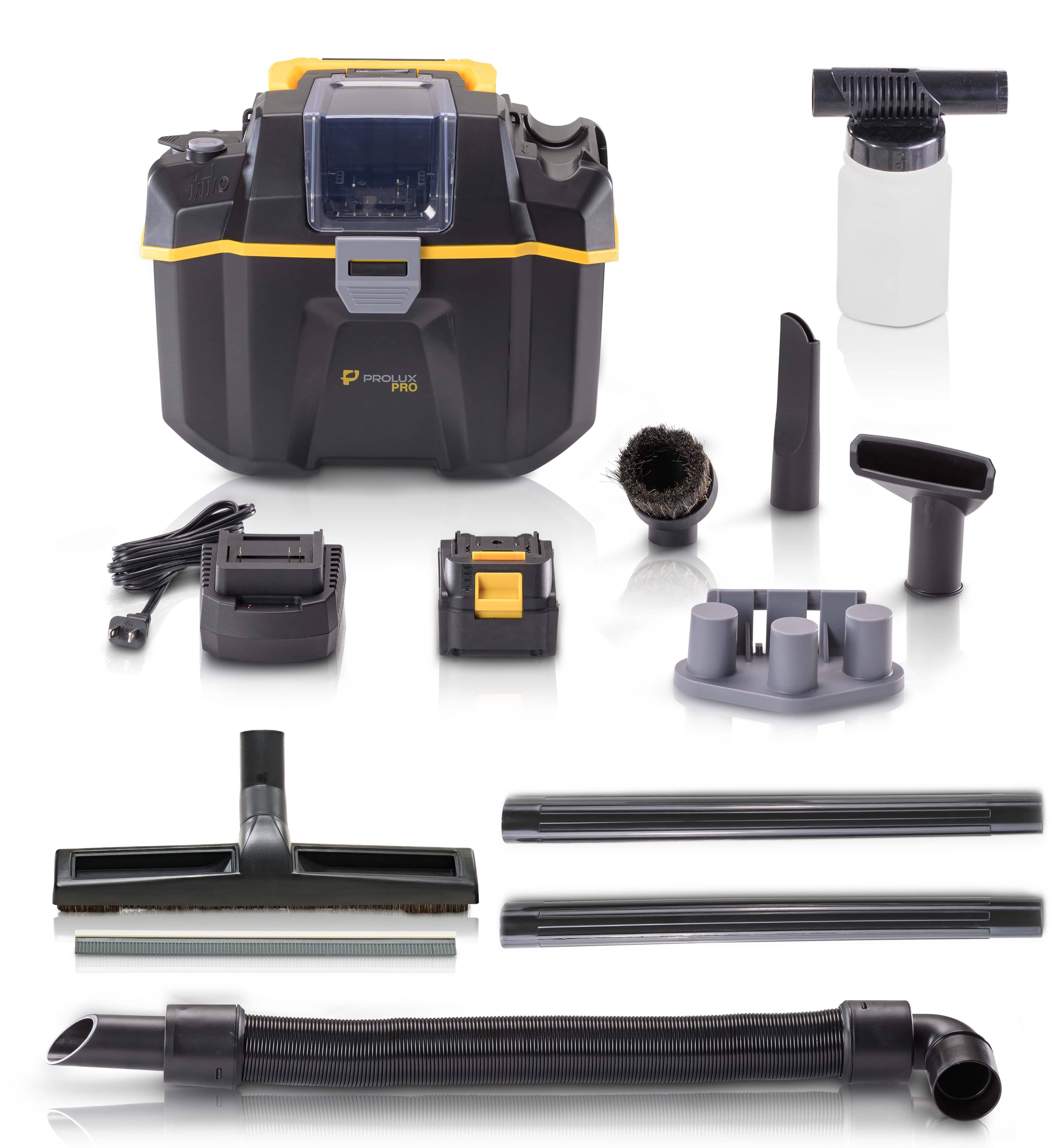 Prolux PLCTB Cordless Commercial Wet/Dry Vacuum Cleaner - Powerful Portable Tool for Home, Car, Workshop & Travel Cleaning