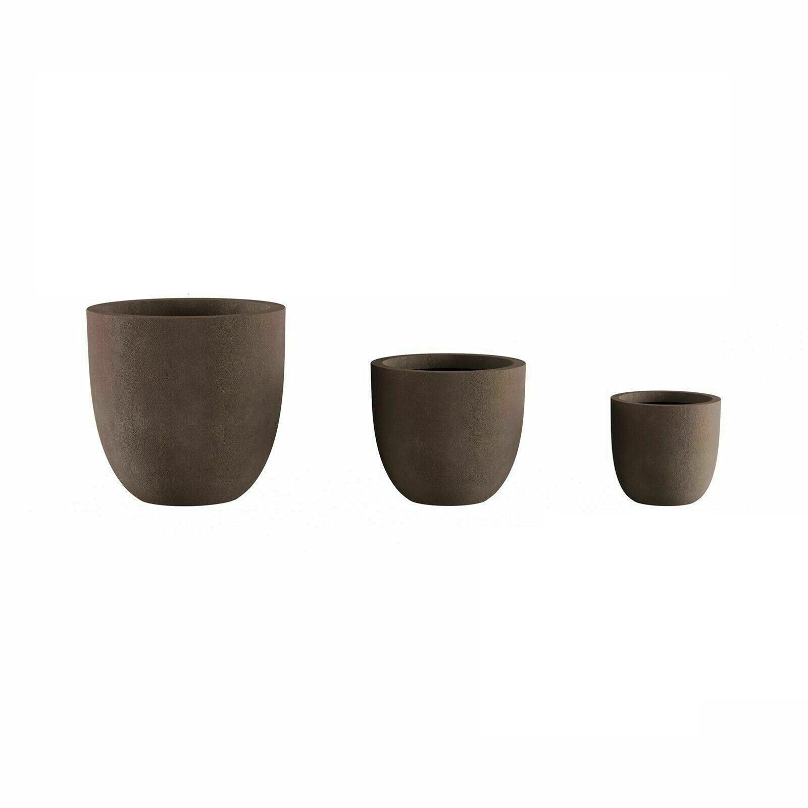3 Large Heavy Fiber Clay Outdoor Planters - All Season Durable Flower Pots for Patio, Garden & Indoor Decor | Perfect for Succulents, Herbs & Houseplants