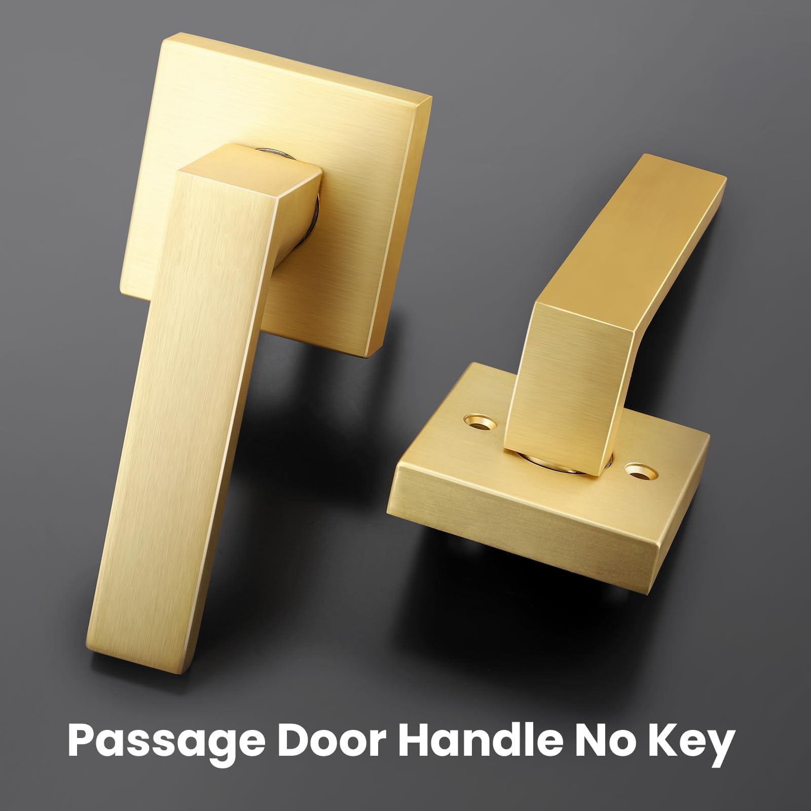 EHOMEWARE 6 Pack Keyless Door Handle Set - Satin Brass Finish Passage Door Lever for Hall, Closet & Interior Doors | Easy Installation for Bedroom, Bathroom & Office Spaces
