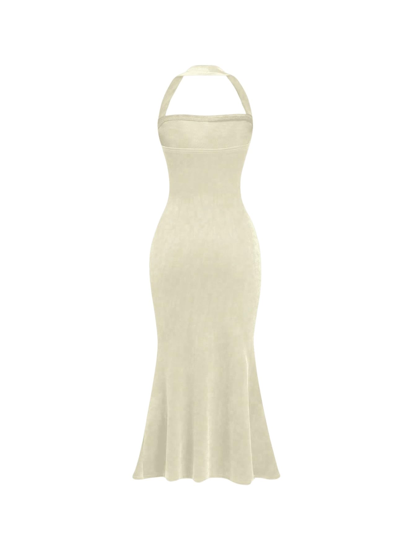 Verdusa Women's Sexy Backless Halter Neck Velvet Bodycon Dress - Elegant Fishtail Evening Gown for Cocktail Party, Prom, Date Night & Special Occasions