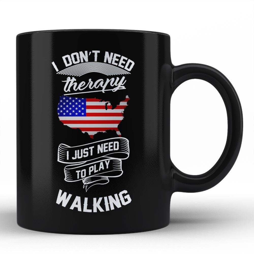Walking Is My Therapy - Proud American Walking Enthusiast White Coffee Mug by HOM | Perfect Gift for Walkers, Hikers & Outdoor Lovers | Great for Morning Coffee, Office Use & Outdoor Adventures