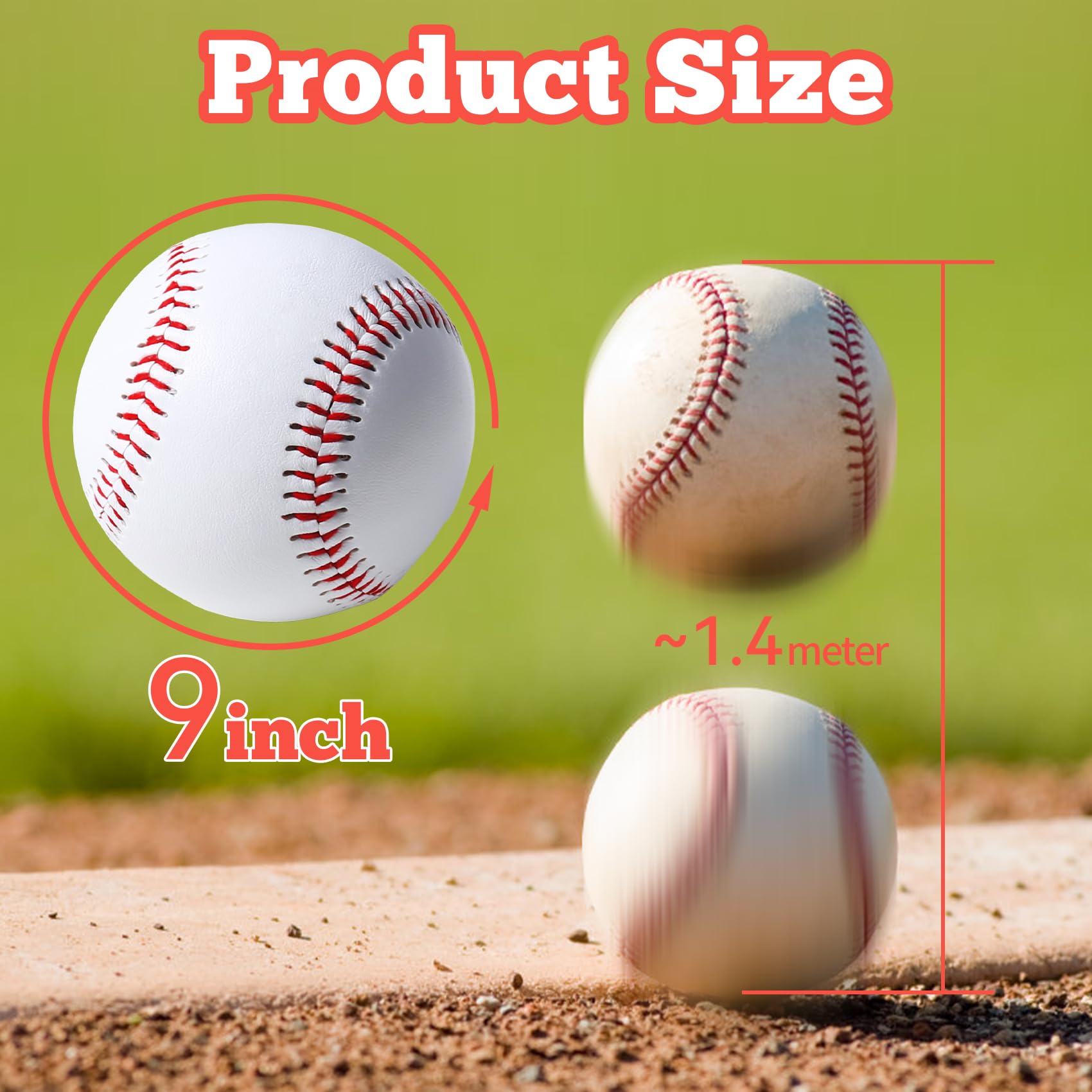 12 Pack Official Size Adult Baseballs - 9 Inch Leather-Covered Training Balls for Baseball Practice, Pitching, Hitting, Fielding & Autographs | Perfect for League Games, Training Sessions & Sports Collectibles