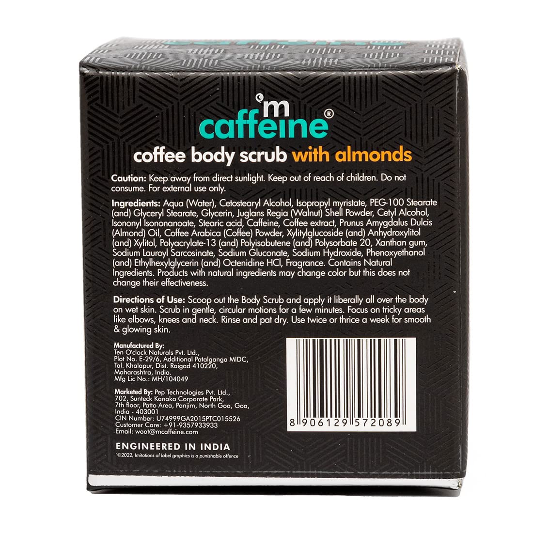 **mCaffeine Almond & Coffee Body Scrub for Tan Removal & Exfoliation - Natural, Vegan Dry Skin Care for Women & Men | Creamy Bath Scrub for Smooth Skin | Perfect for Post-Sun & Spa Use - 200gm**
