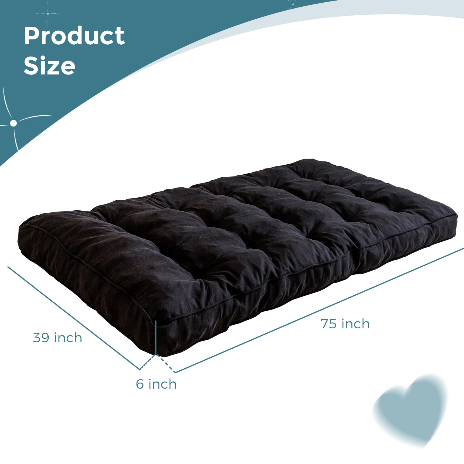 MAXYOYO 6-Inch Thick Futon Mattress with Shredded Foam Filling - Medium Firm Support for Sofa Bed & Couch (Black) | Perfect for Guest Rooms, Small Apartments & Dorm Rooms