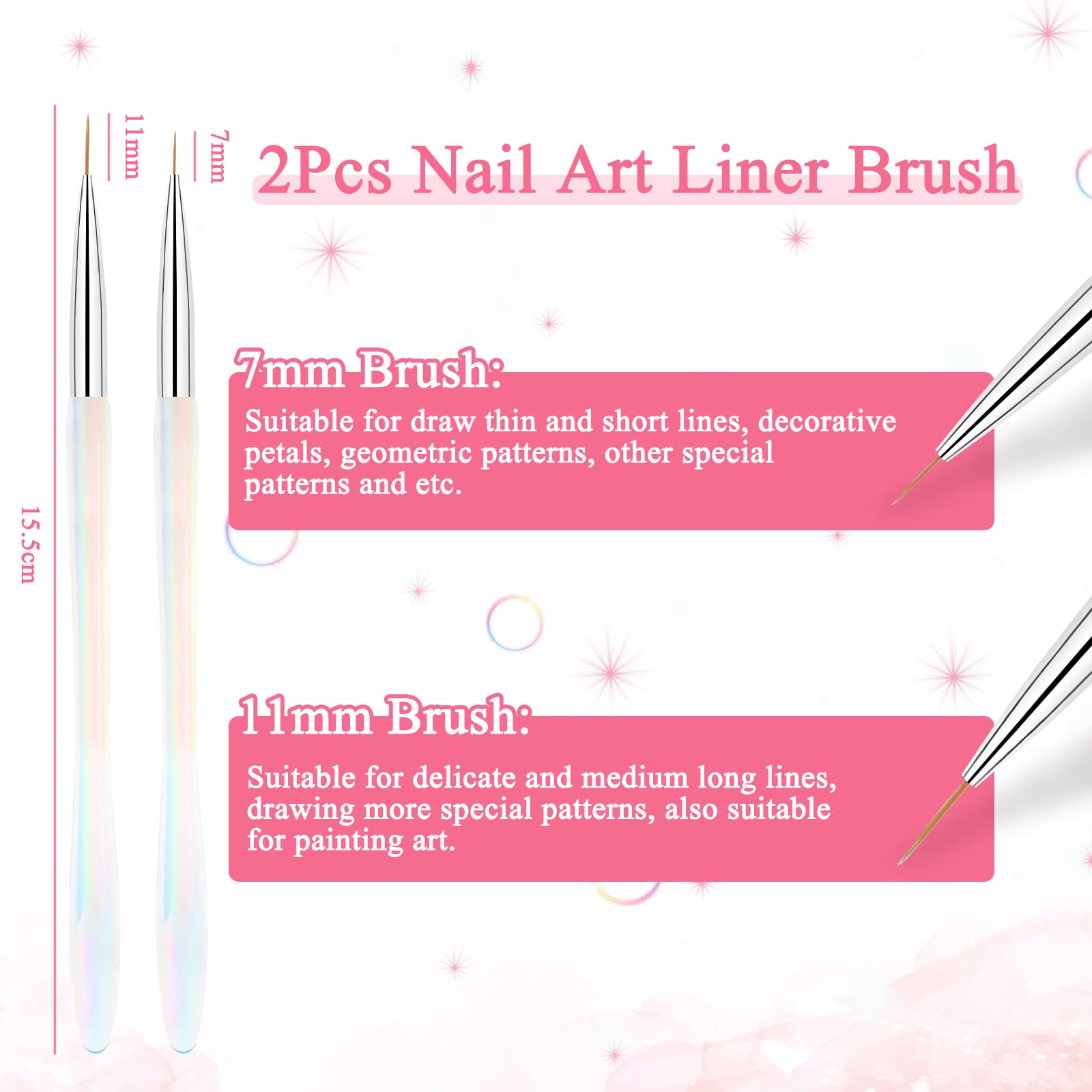 BQAN Professional 8pcs Nail Art Brushes Set - Ombre, Gel, Liner & Builder Brushes for Salon & DIY Manicure at Home | Perfect for Nail Art Design, French Tips & Acrylic Nails