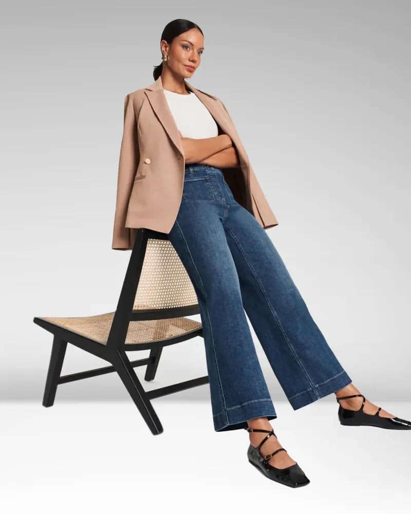 Lovinpro High Waisted Wide Leg Jeans for Women - Tummy Control Cropped Flare Pants | Comfortable & Stylish for Casual Wear, Office, and Date Night Outfits