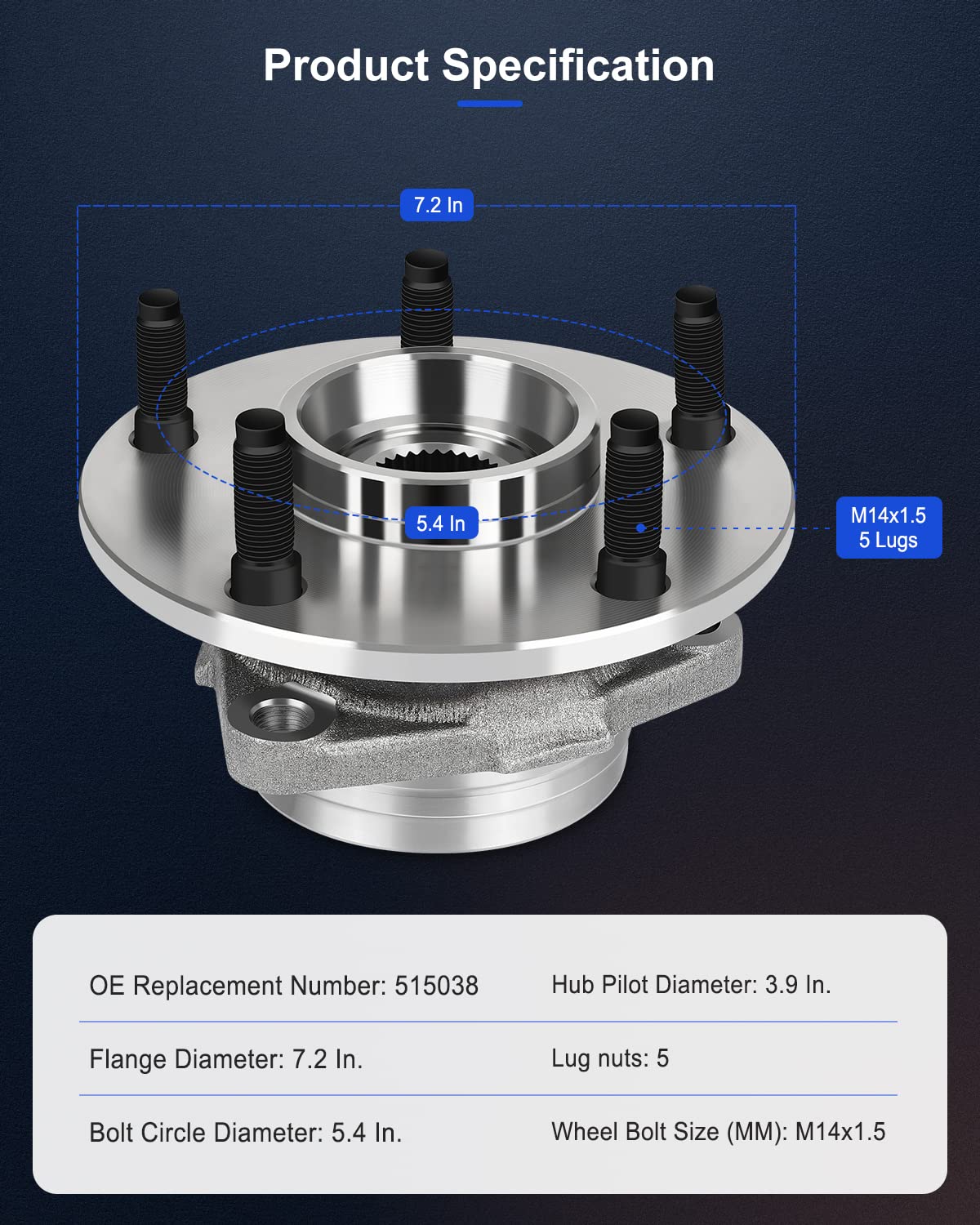 ECCPP Front 5 Lugs Wheel Bearing and Hub Assembly Compatible with 2000-2001 Dodge Ram 1500 2WD/4WD - Replacement for 515038 - Perfect for Off-Roading, Towing & Daily Driving